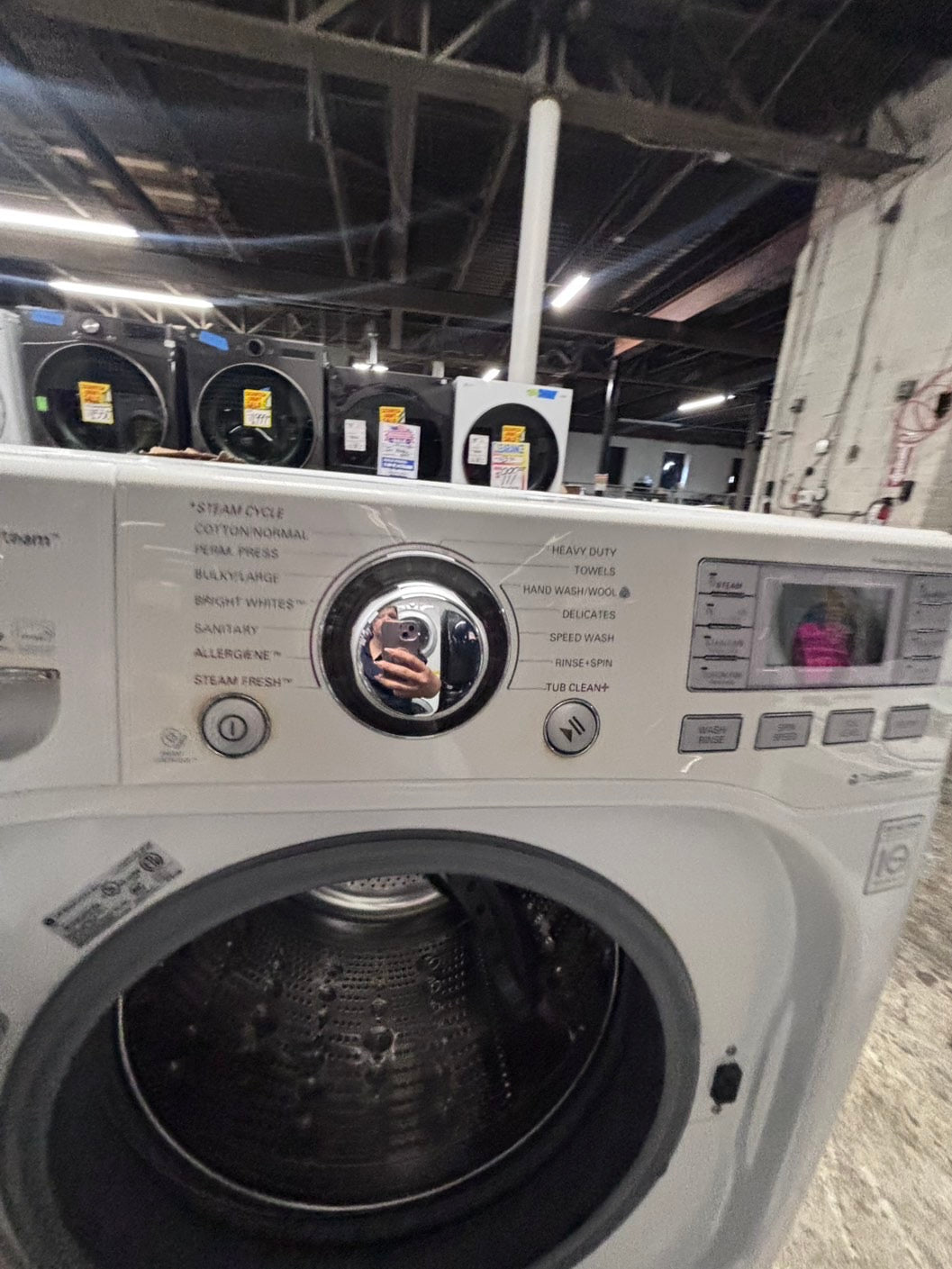 >*LG front load washing machine large capacity 4.5 cu ft white 27” w/pedestal - used refurbished #WLQY1LB