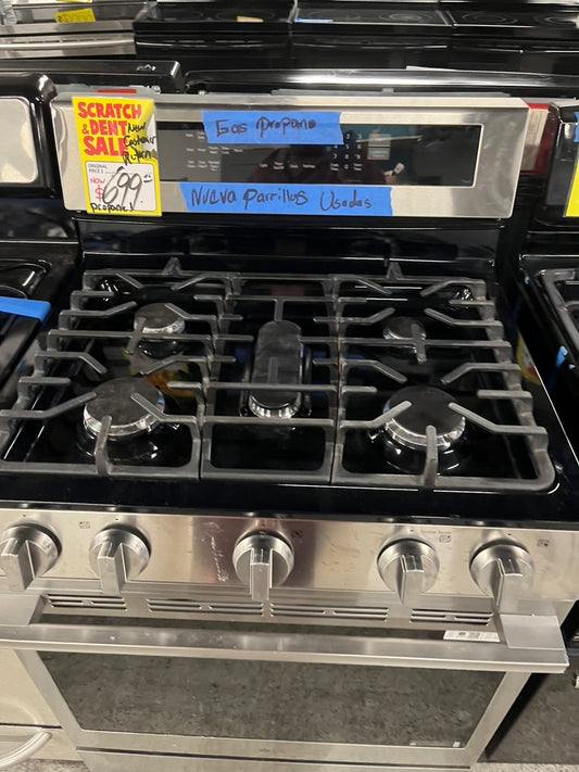 = Scratch & Dent LG  Gas propane Air fry Gas Range 5 burner in black Stainless Steel convectionu oven bake broil 30” #GRAPNO12B