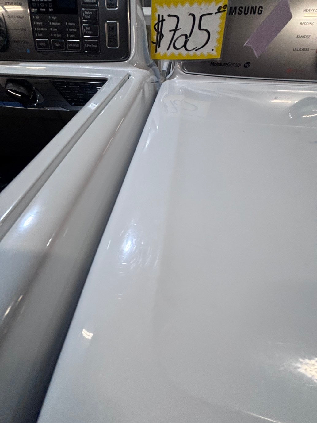 >*samsung white  top top load washer large capacity & dryer set electric 220v side x side top load stainless steel drum white color used-refurbished #W5Z6YB