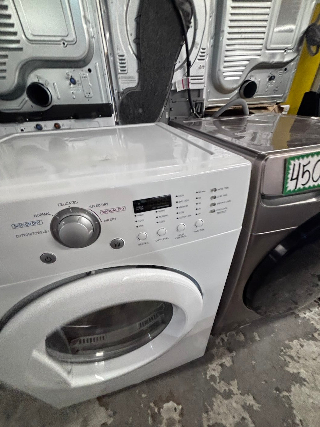 }LG  front load stackable electric 220v dryer in gray color used-refurbished 27" #DR1912B