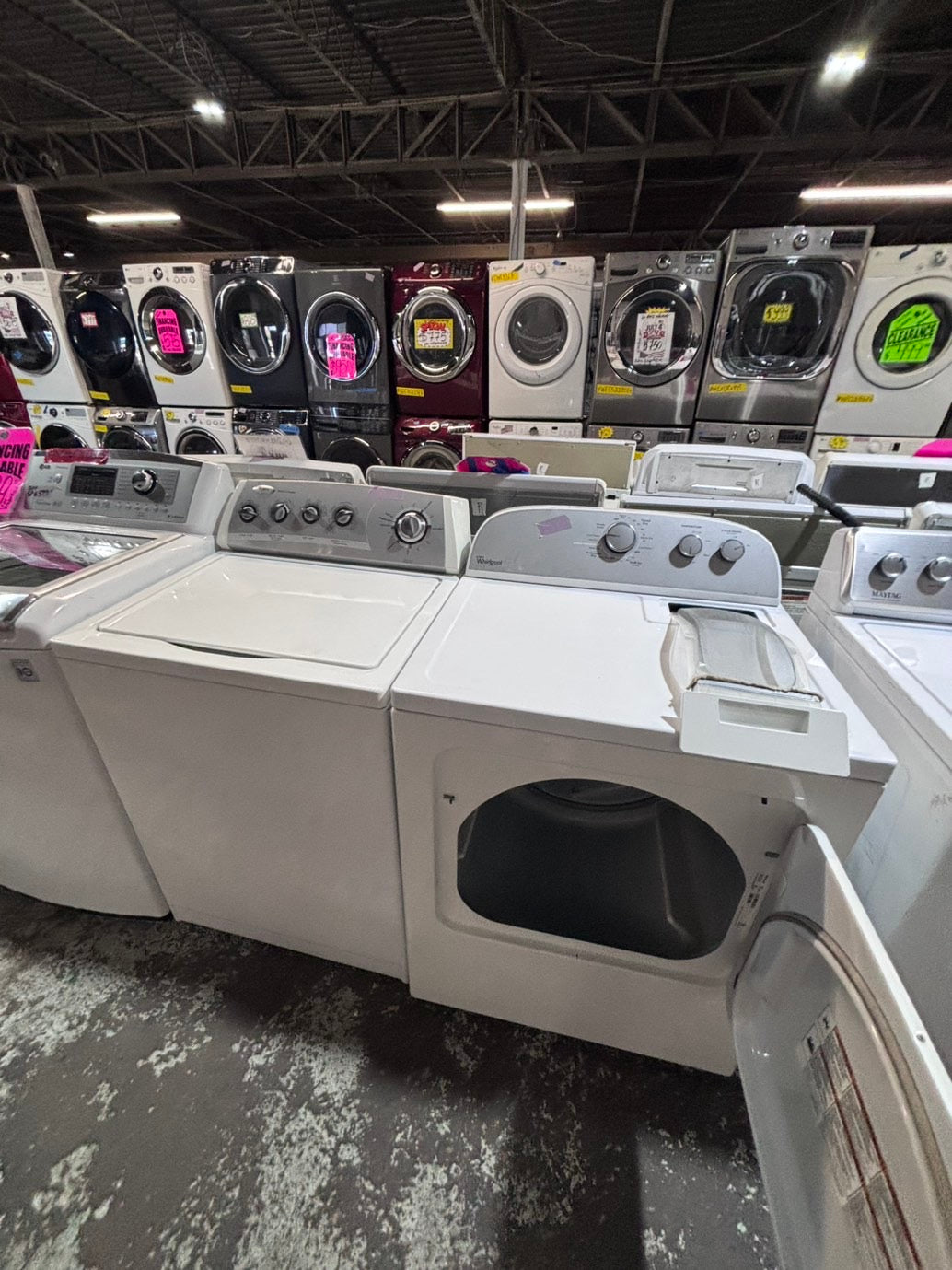 >*whirlpool top load washer large capacity with removable agitator  & electric dryer 220v  set top load side by side #MN33YB