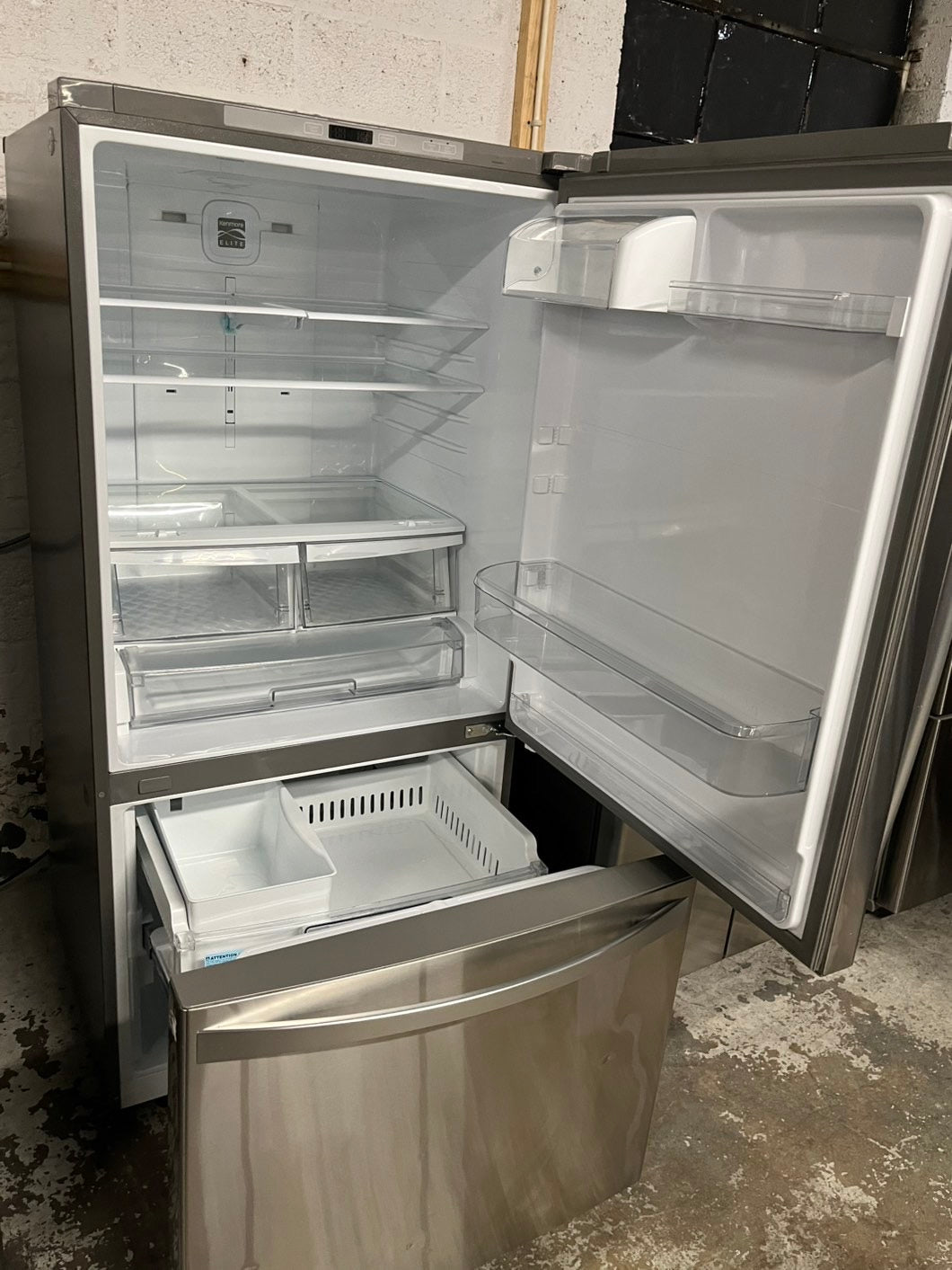 *🔥Black Friday Deal🔥Used | Refurbished Kenmore 33 bottom freezer refrigerator w/ iced maker stainless steel 33" #RFK4567