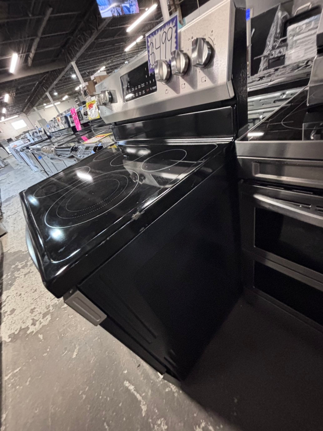 >*frigidaire Air-fry Glass Top electric stove stainless steel convection oven bake broil 5 burner Self clean 30” used-Refurbished #FEA5Q1B
