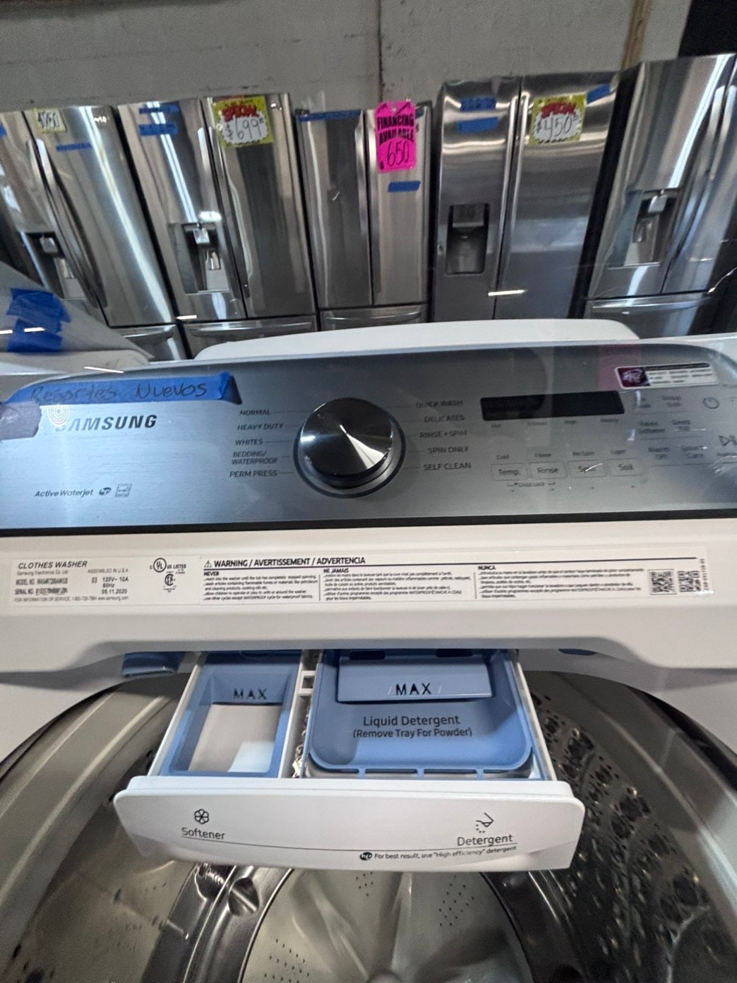 >*samsung extra  Large capacity white color Top load washer Drum stainless steel used,refurbished #SWPY57B