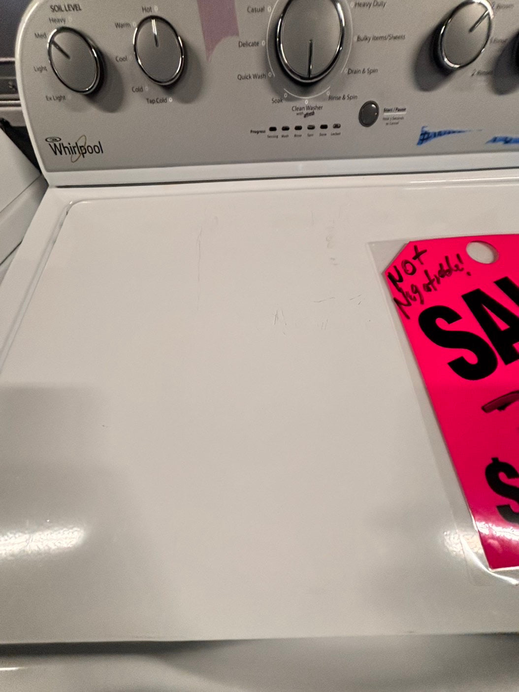 >Whirlpool Top load washing machine w agitator stainless steel drum 27" used-Refurbished #WFBZ23B