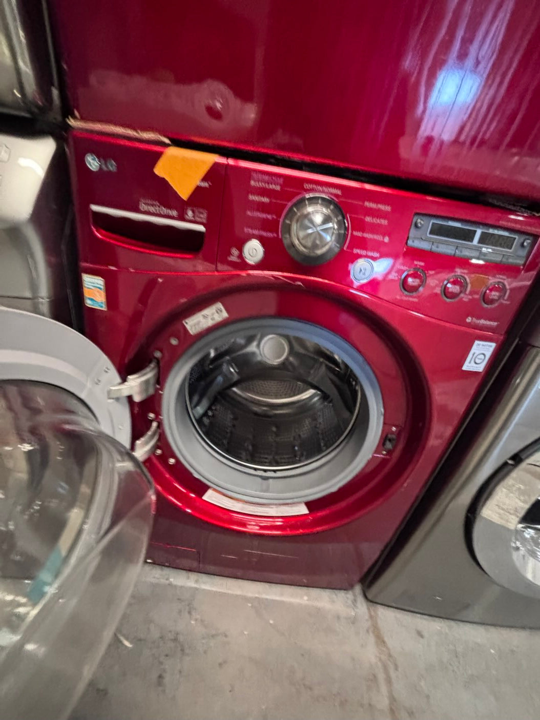 }special 🔥LG washer large capacity& GAS dryer steam set front load stackable or side by side red  27” in used-Refurbished #FWU34VBSET