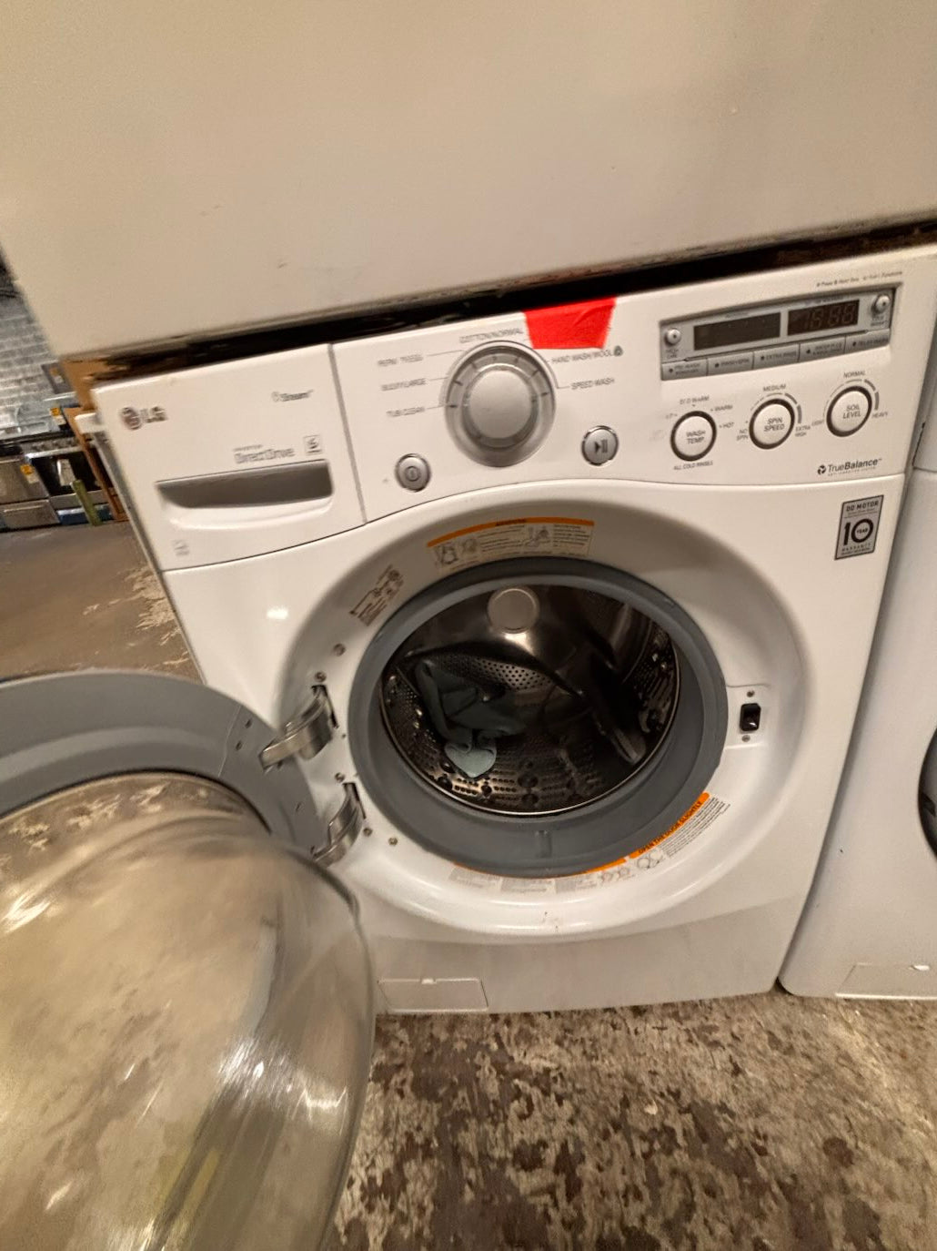 } } special🔥LG washer & dryer set large capacity,electric 220v front load stackable or side by side - sensor dry , working 💯 with warranty ! in white color used,refurbished #LGWW94SET