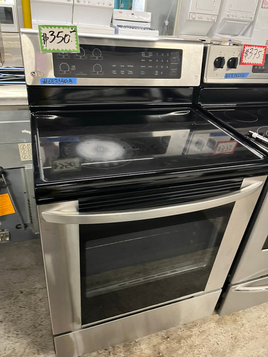 -LG electric range stainless steel 5 burner warm zone convection bake roast broil self clean 30” item number #ER334GB