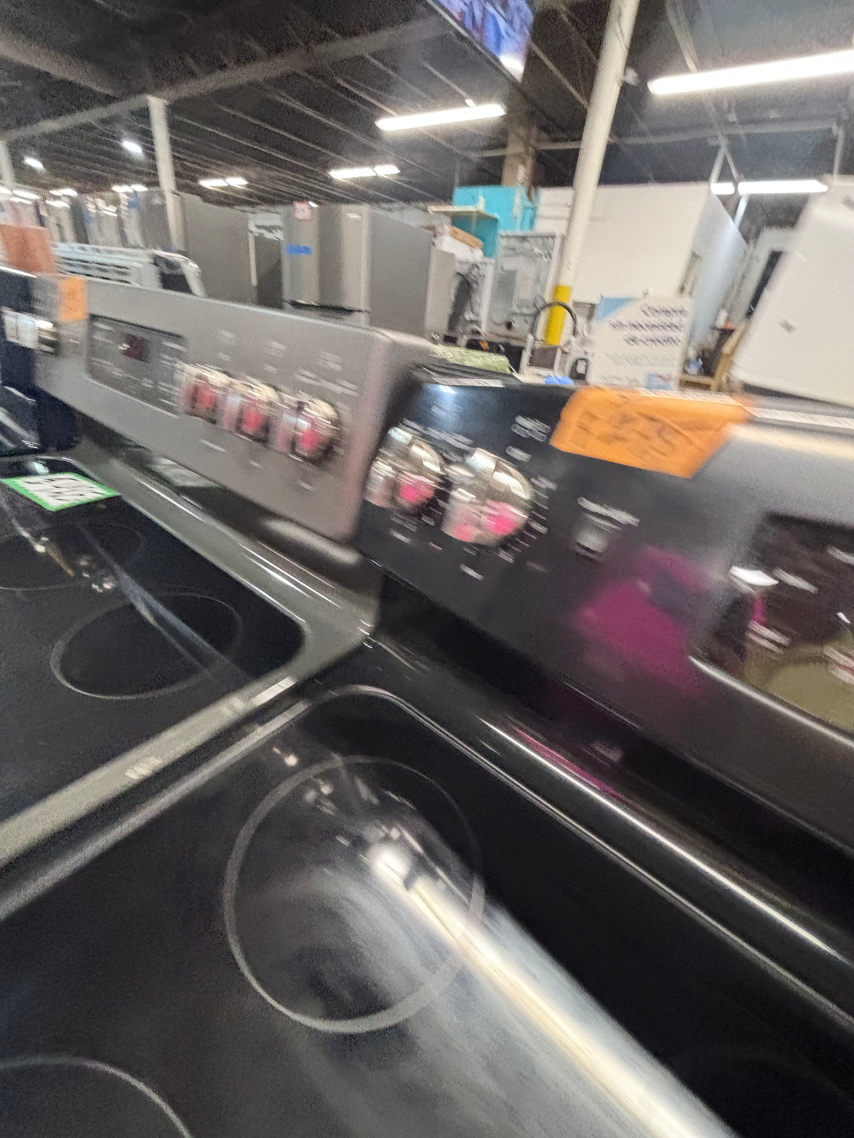 }sale🎈GE black electric 220v glass top range 5 burners bake Broil roast self clean black color 30" used-Refurbished working 💯with warranty  #BGE41B