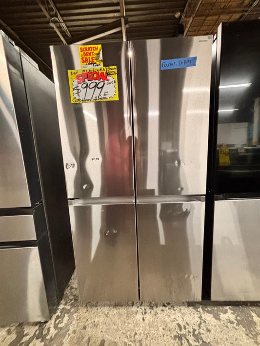 >special 🎈New open box (costumer return Samsung - 23 cu. ft. 4-Door Flex French Door Counter Depth Smart Refrigerator with Beverage Center - Stainless Steel #RFS4535YB