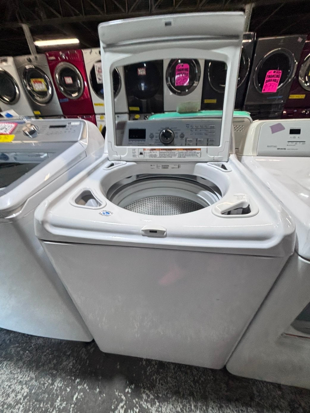 >*maytag bravos white  top top load washer large capacity & dryer set electric 220v side x side top load white color used-refurbished #WQX33SET