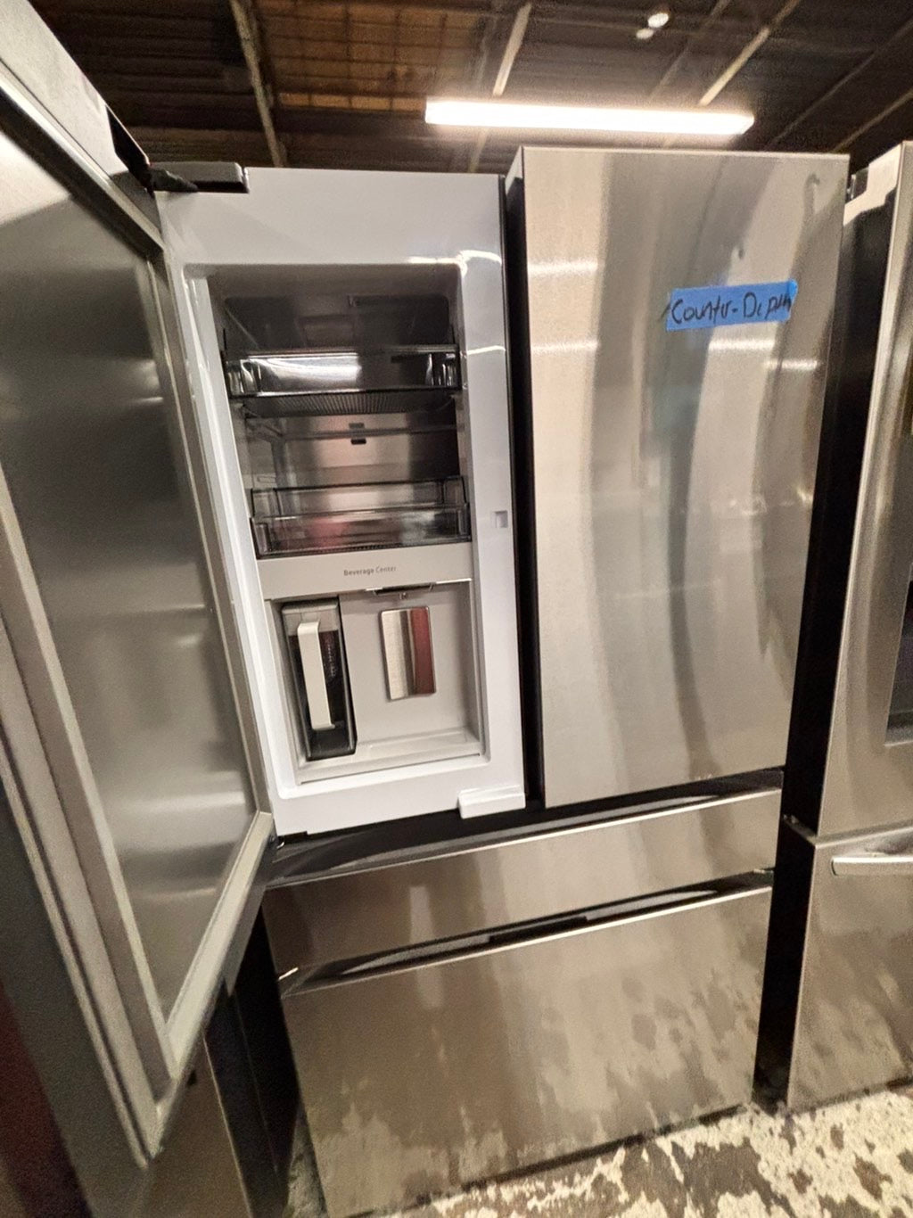 >special🎈New open box (costumer return ) Counter Depth 4-Door French Door Refrigerator. A revolution in convenience and design, the concealed Beverage Center features both a water dispenser and ice maker 
#RFSZ51YB