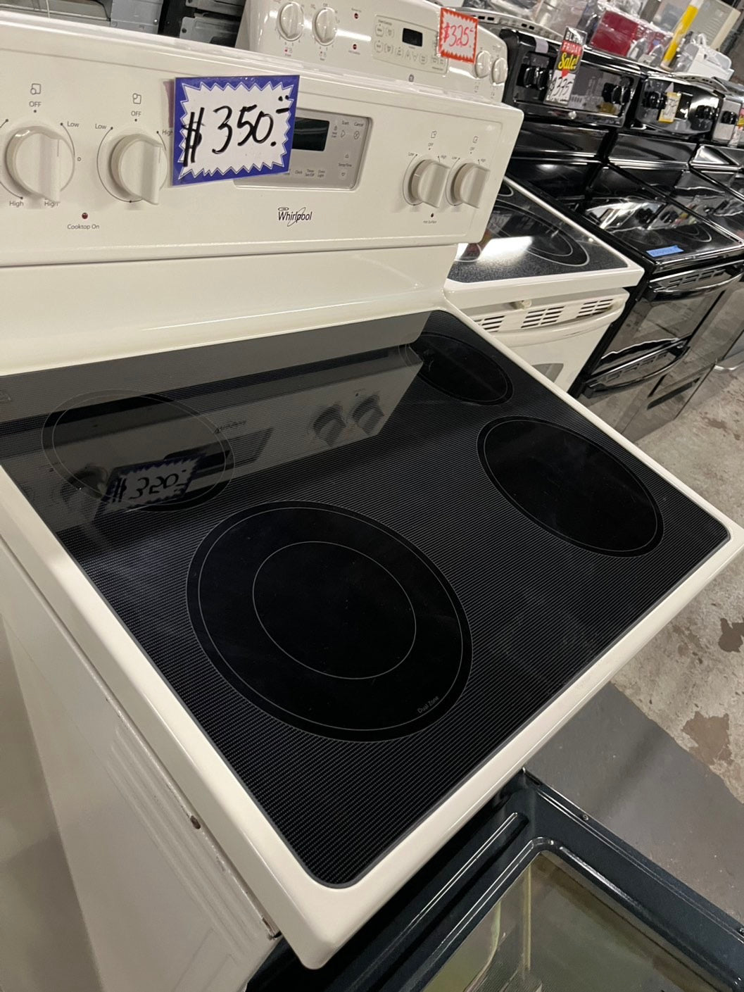 - Whirlpool electric range 4 burner bake broil frozen bake in Self clean off white  30” #ELWP4B