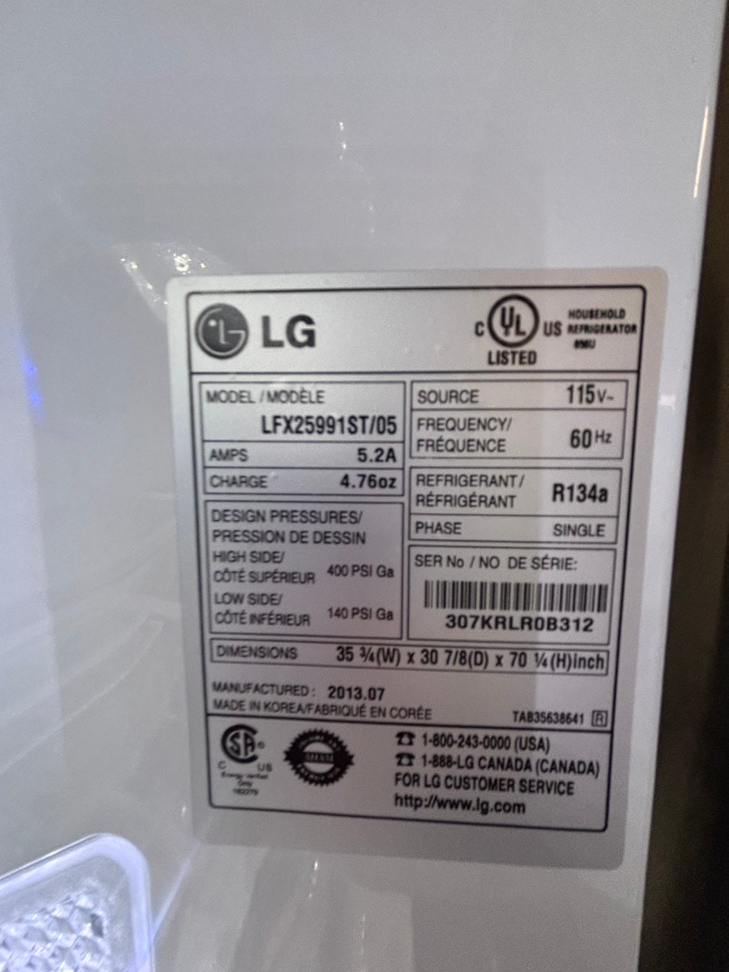 >>36” x69h 24”depth LG  French door Refrigerator counter depth stainless steel w/ ice water dispenser great condition 36" used-refurbished #KVVS24B