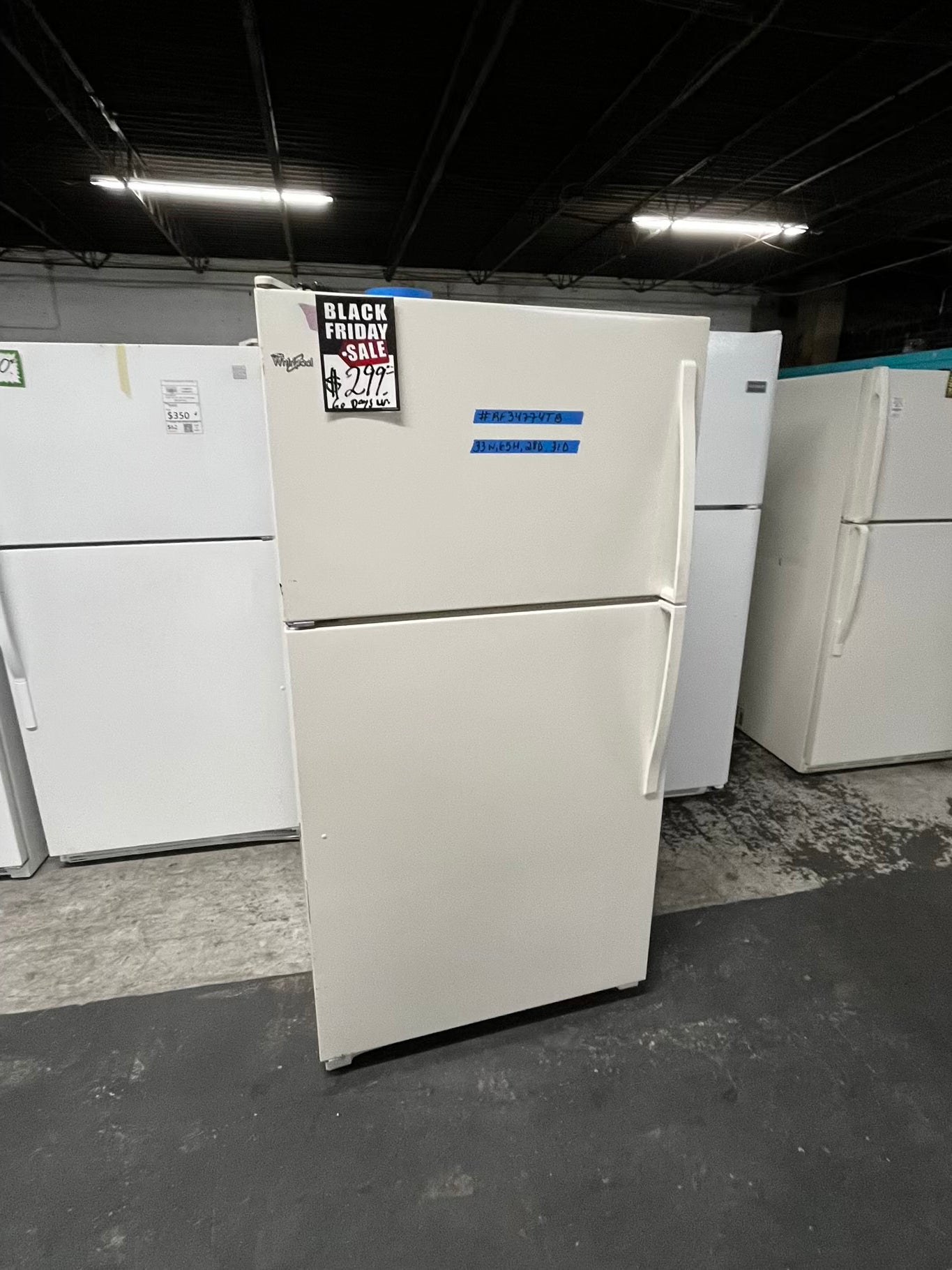 * 🎉 Black Friday ⚡️ Whirlpool top freezer refrigerator in off white no ice maker 28" #RF34774TB