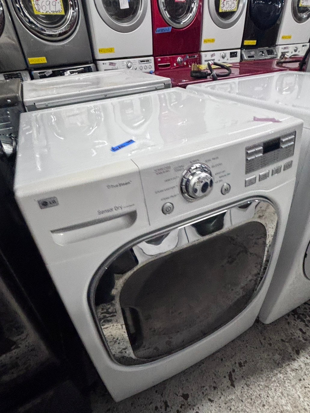 >special 🌟 LG  front load stackable GAS steam dryer in white , stainless steel drum 27" #GDLGZ0B