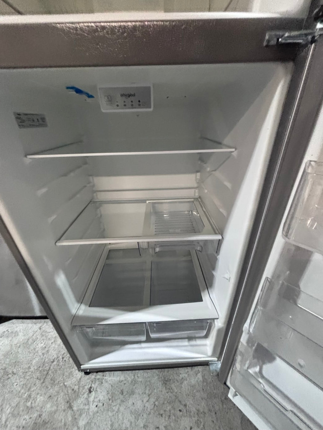 >*28” whirlpool top freezer fridge stainless steel  used-refurbished #FFQX4ZB