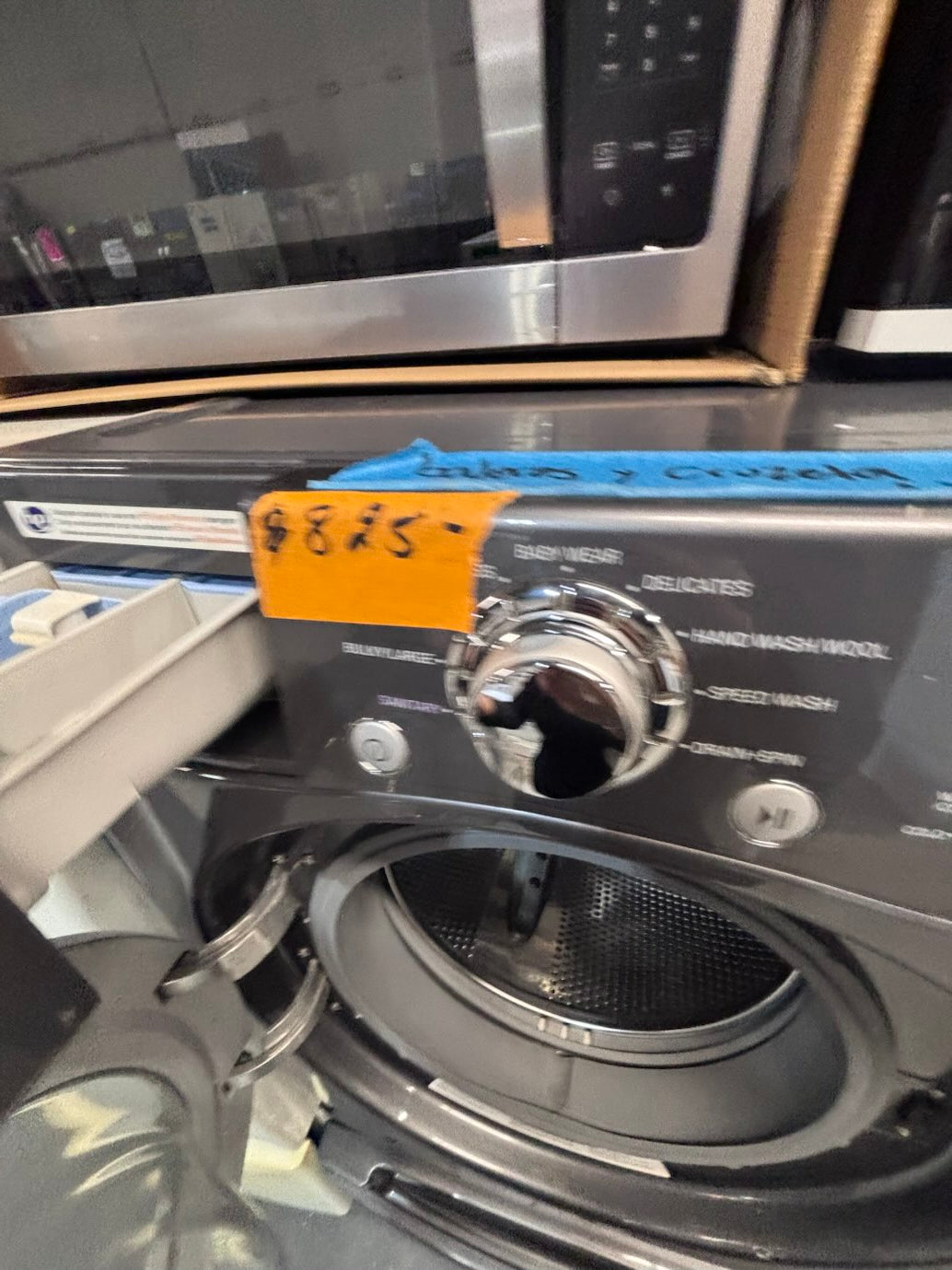 }LG used- refurbished front load electric 220v dryer & washer large  capacity with pedestals in gray color 27” #FLSGTV7B