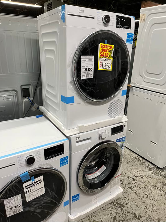 Open Box 📦 Scratch & Dent Beko 24" Front-Load stackable 1.94 cu ft washer & Heat Pump Ventless Front Load Dryer 4.5 cu ft 220v electric #WD635KB