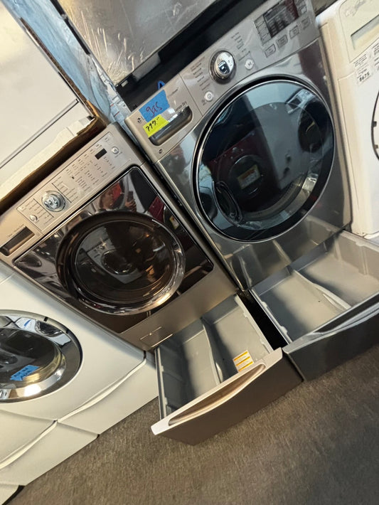 Mix & match set Kenmore washer & LG dryer gas set front load stackable or side by side  large capacity stalnless steel drum w/pedestal extra storage 27" Refurbished #WDMX23L