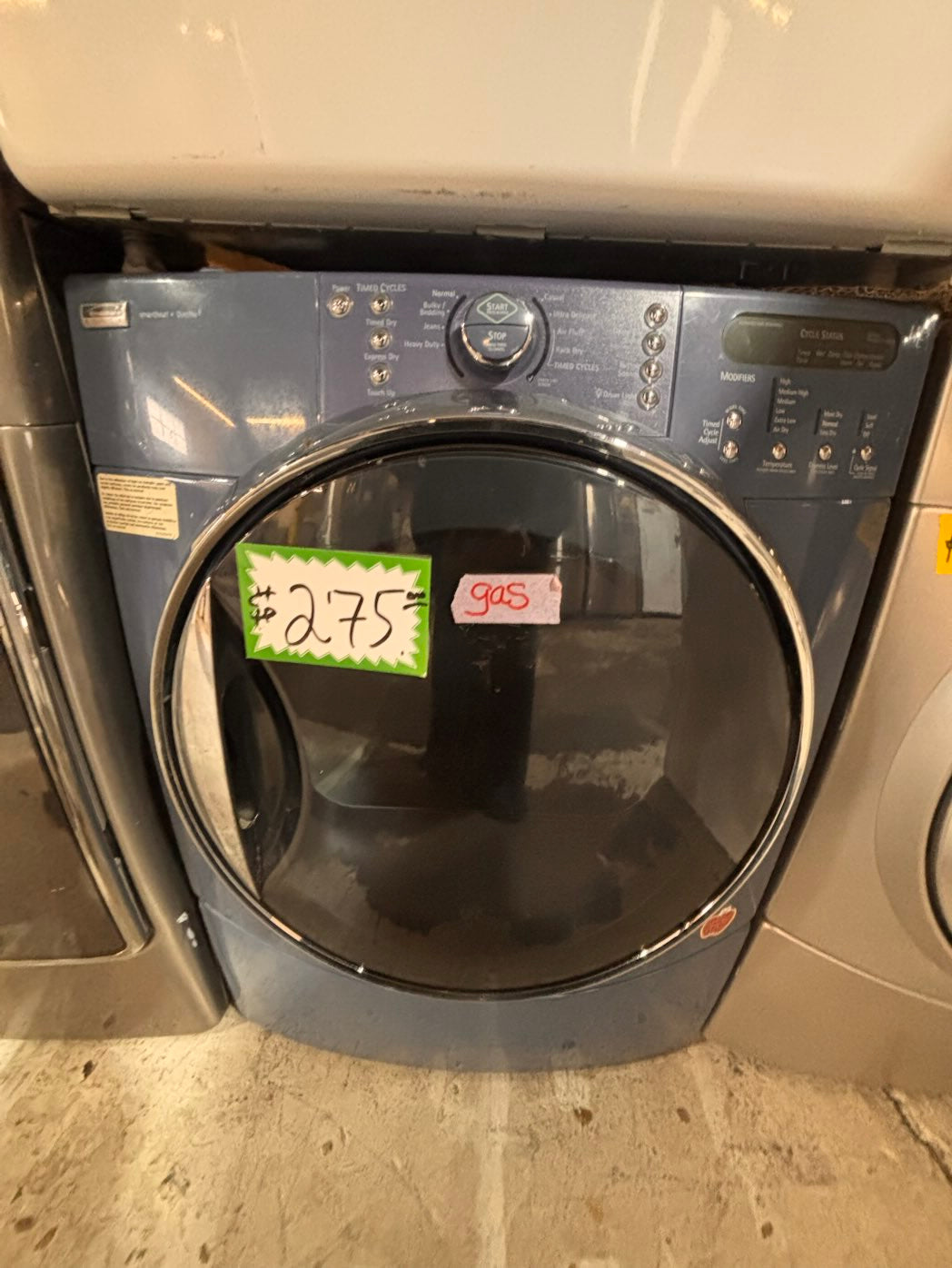 }}special Kenmore front load stackable GAS steam dryer sky blue color  27" working 💯 with warranty #GDX6FRB