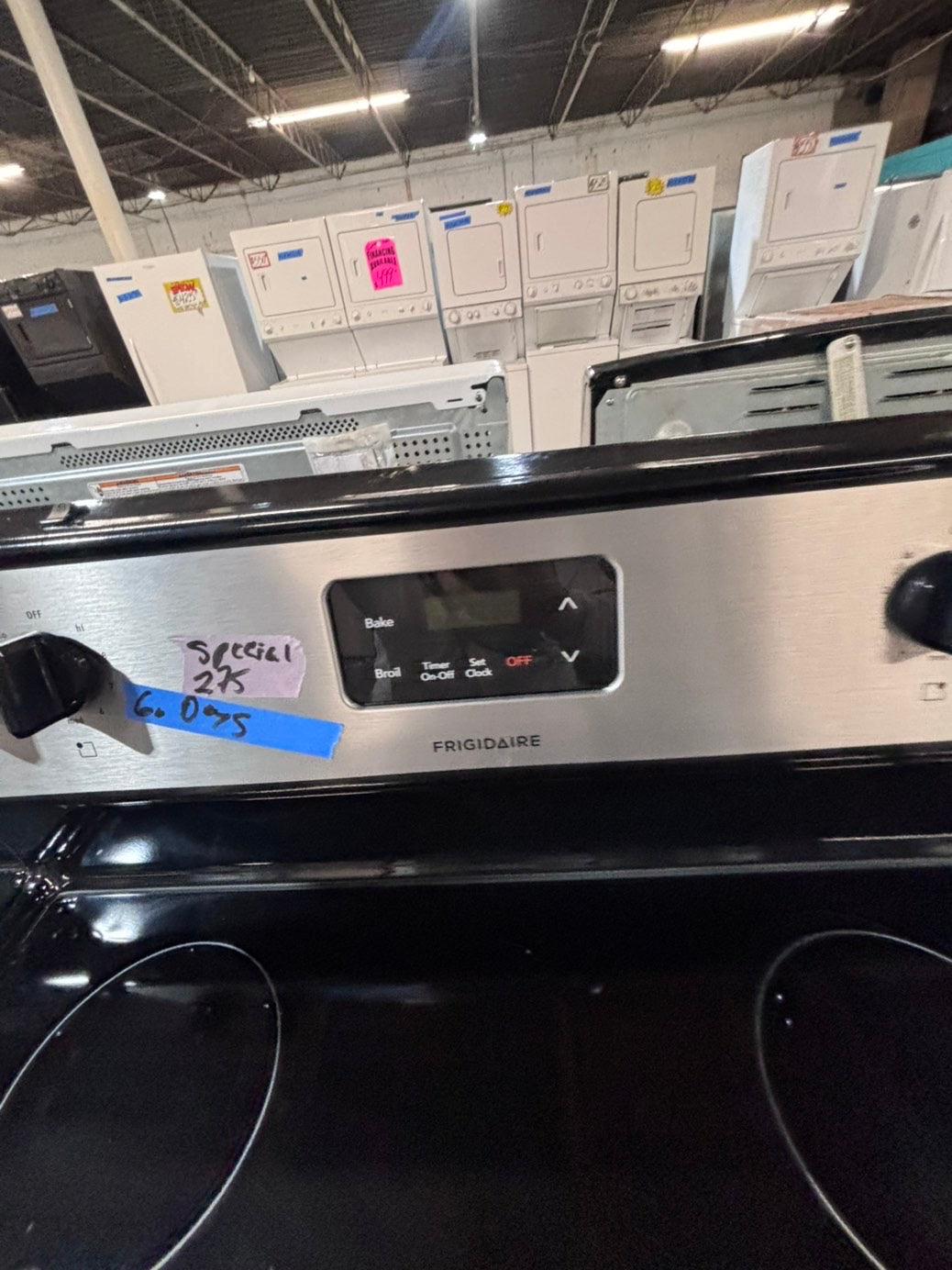 >> special 🎈Frigidaire Glass Top electric stove  double oven bake broil 4 burner Self clean 30” stainless steel used-Refurbished #FGEE2AB