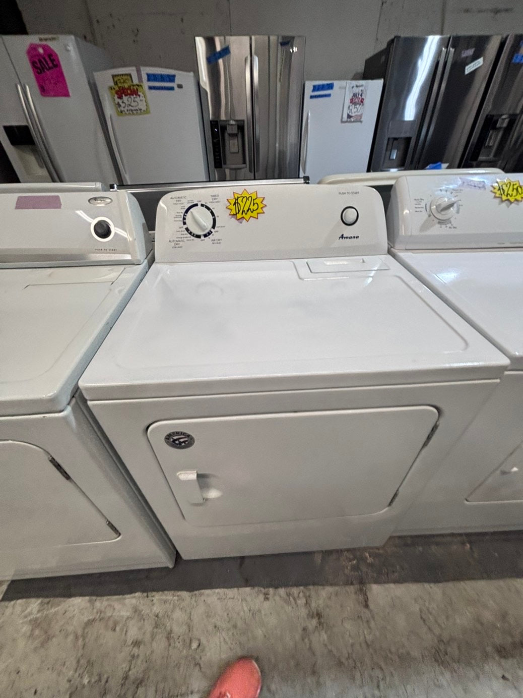 >*Amana side x side large capacity electric 220v dryer  in white 27” Refurbished #ED86ZYB