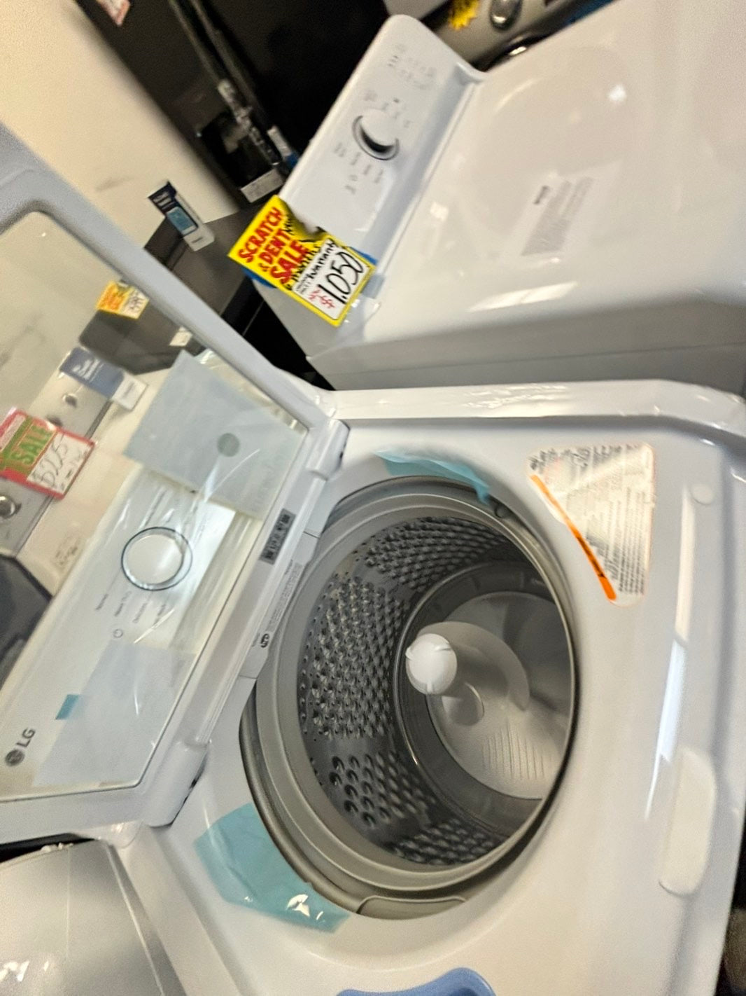 *Open box 📦 New S/d New LG Top load washer Stainless steel Drum 4.1 Cu.Ft And Electric dryer large capacity set 27” wide dark gray #WDLM41L