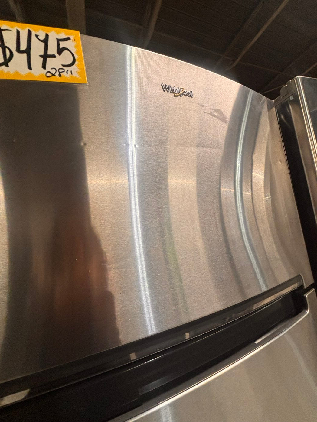 }28” whirlpool top freezer fridge stainless steel  used-refurbished working 💯  with warranty #FWD44ZB