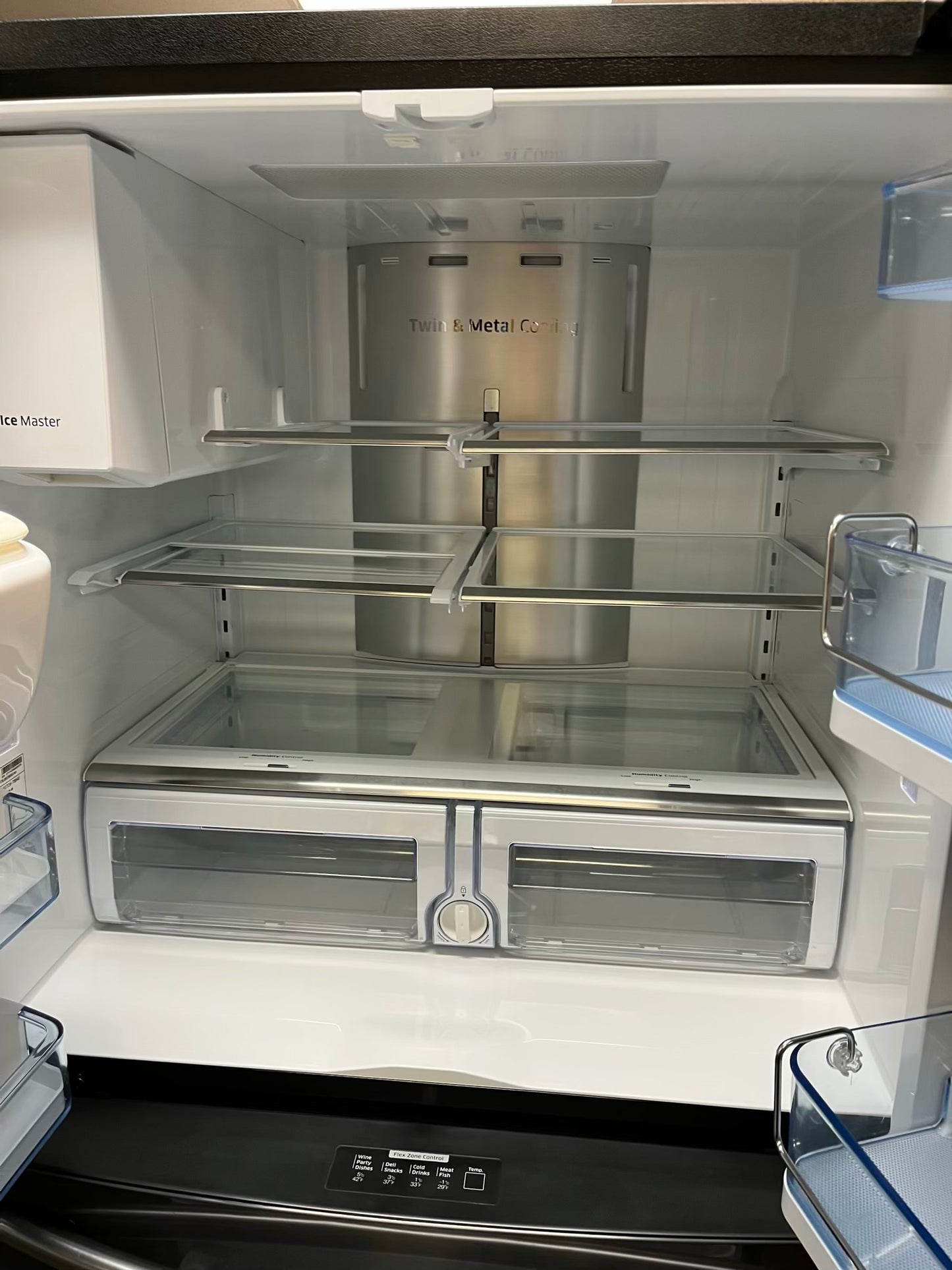 Samsung Four door refrigerator Showcase Slate stainless steel w/ice water dispenser 36" Refurbished #RF736EB