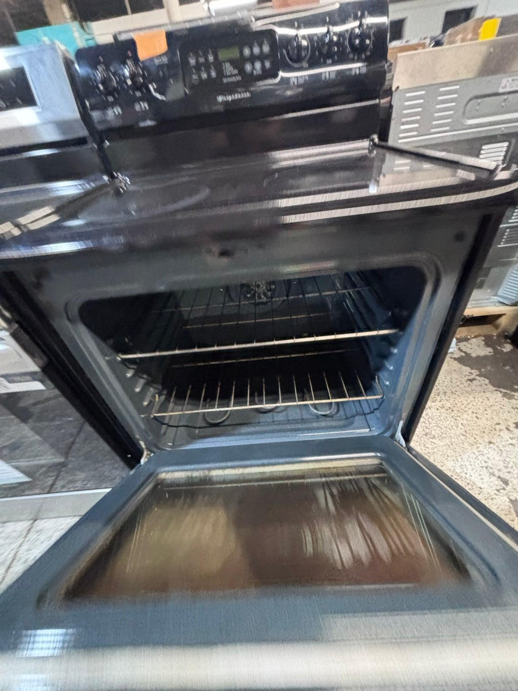 }sale🎈Frigidaire black electric 220v glass top range 5 burners bake Broil roast self clean black color 30" used-Refurbished working 💯with warranty  #BEGE42B