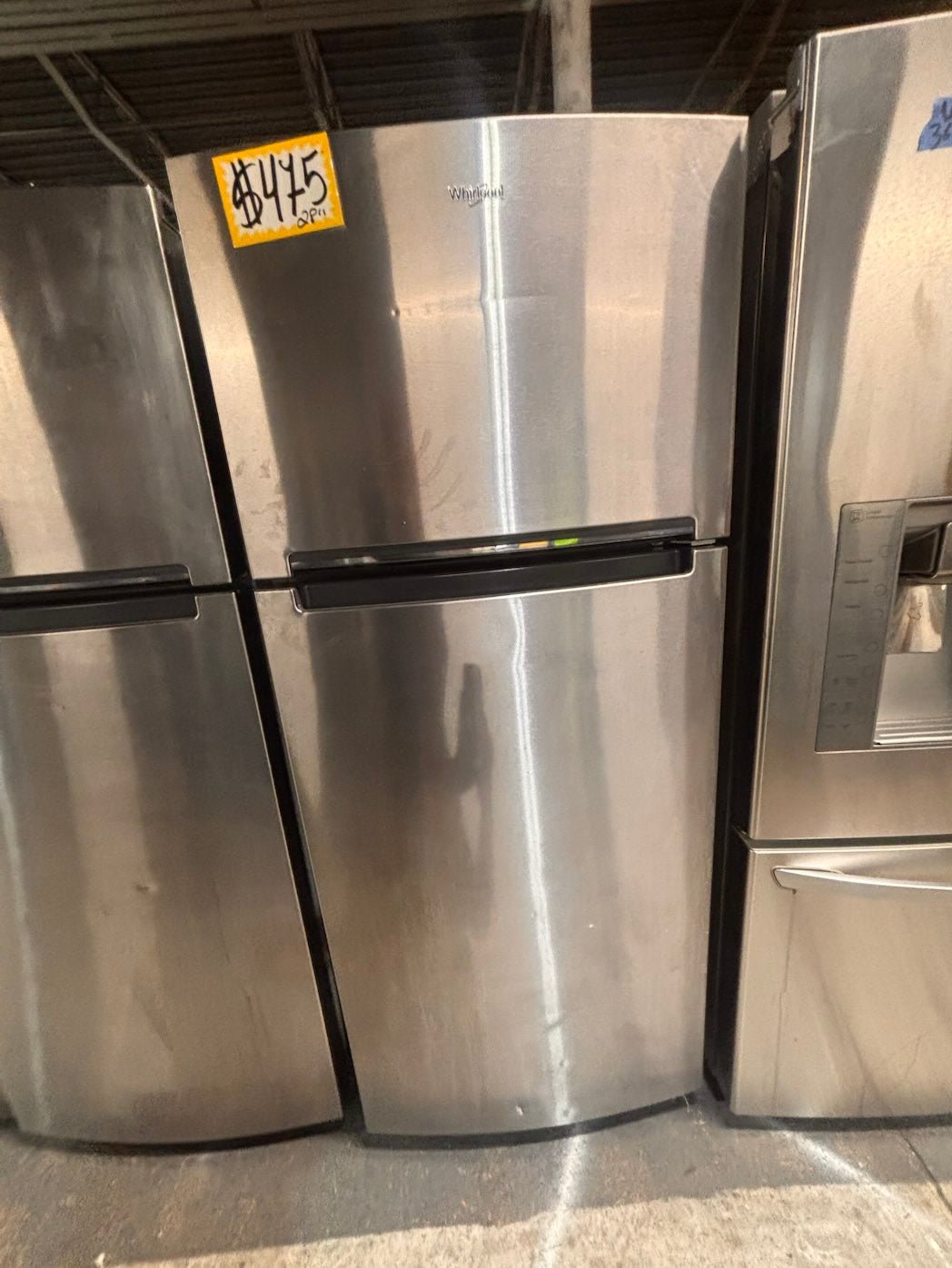 }28” whirlpool top freezer fridge stainless steel  used-refurbished working 💯  with warranty #FWD44ZB