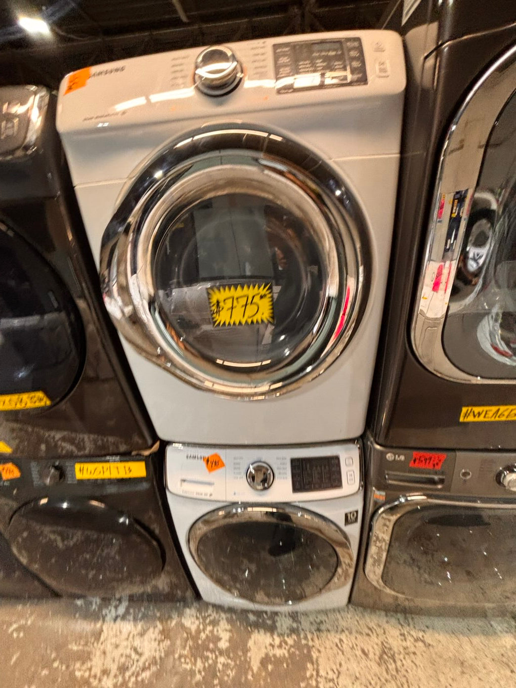 }} Samsung front load  washer large capacity& electric dryer steam set front load stackable or side by side white  27” in used-Refurbished working 💯 with warranty #SAX675ET