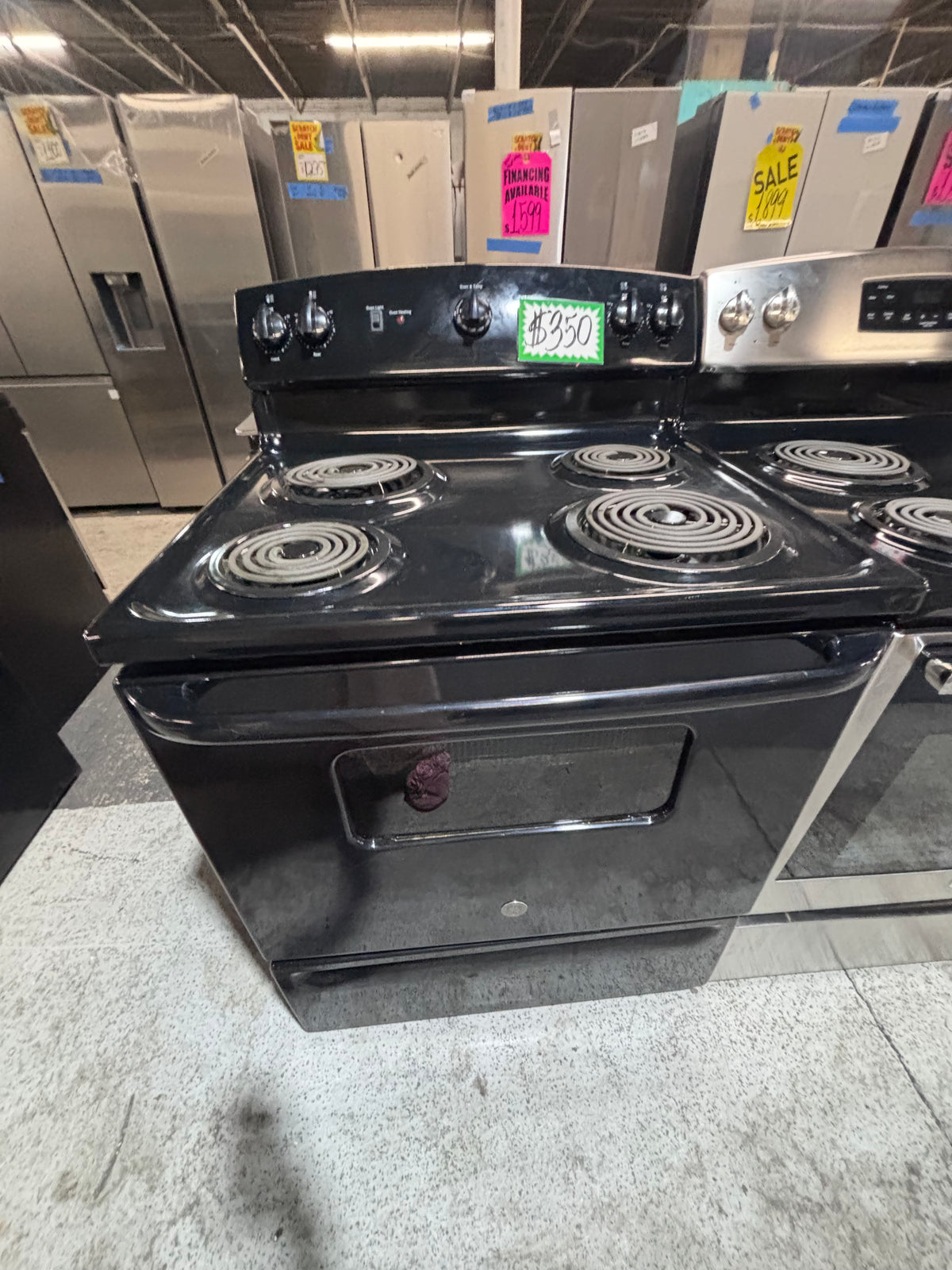 }GE black electric coil top range coil 220v bake /Broil 4 burner used-Refurbished  great condition 30" #GN4QE4B