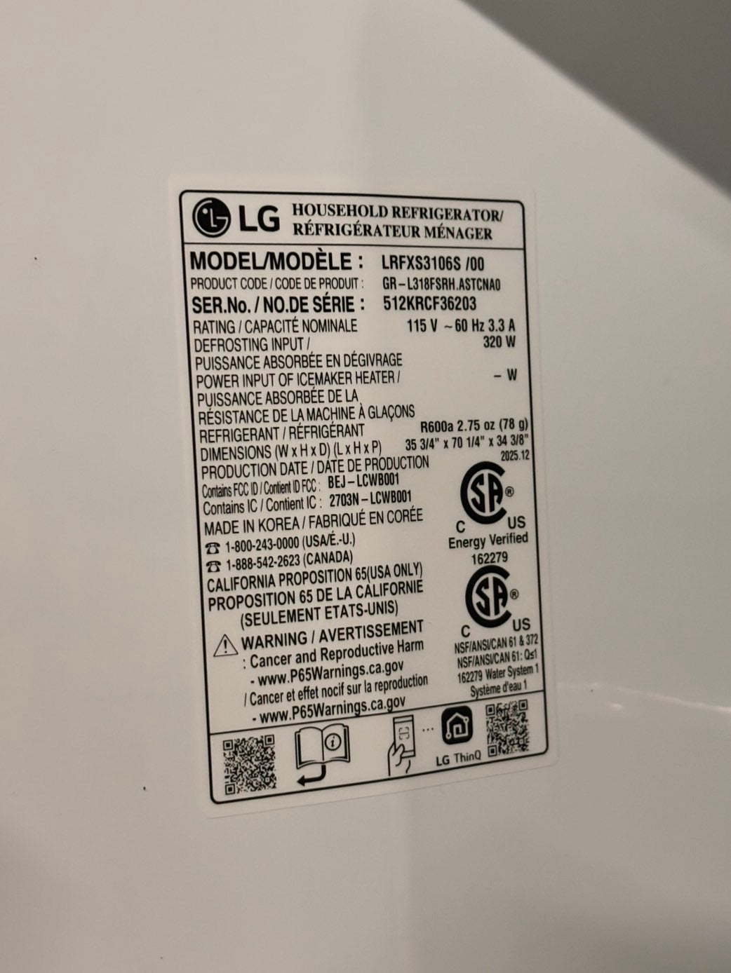 >special🎈LG New open box 📦 Refrigerator with ice maker & water dispenser - Stainless Steel #RZ23SSB