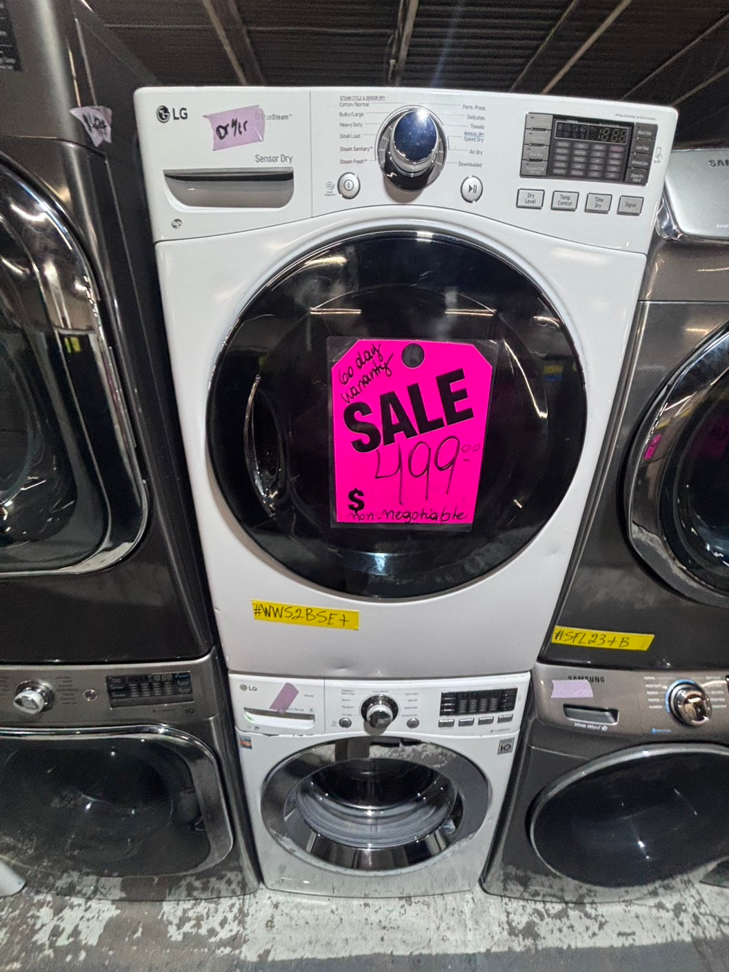 >* special🎉LG washer & dryer set electric 220v front load stackable or side by side - sensor dry in white  #WEAA5SET