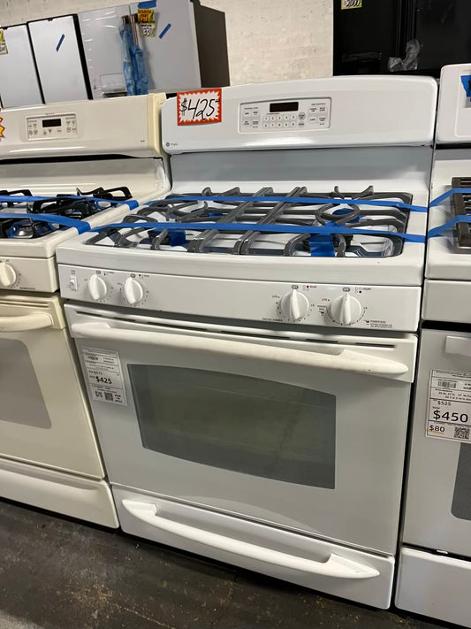 GE Profile gas range 4 burner bake broil hi/lo self clean in white lI 30" Refurbished #ER281WB