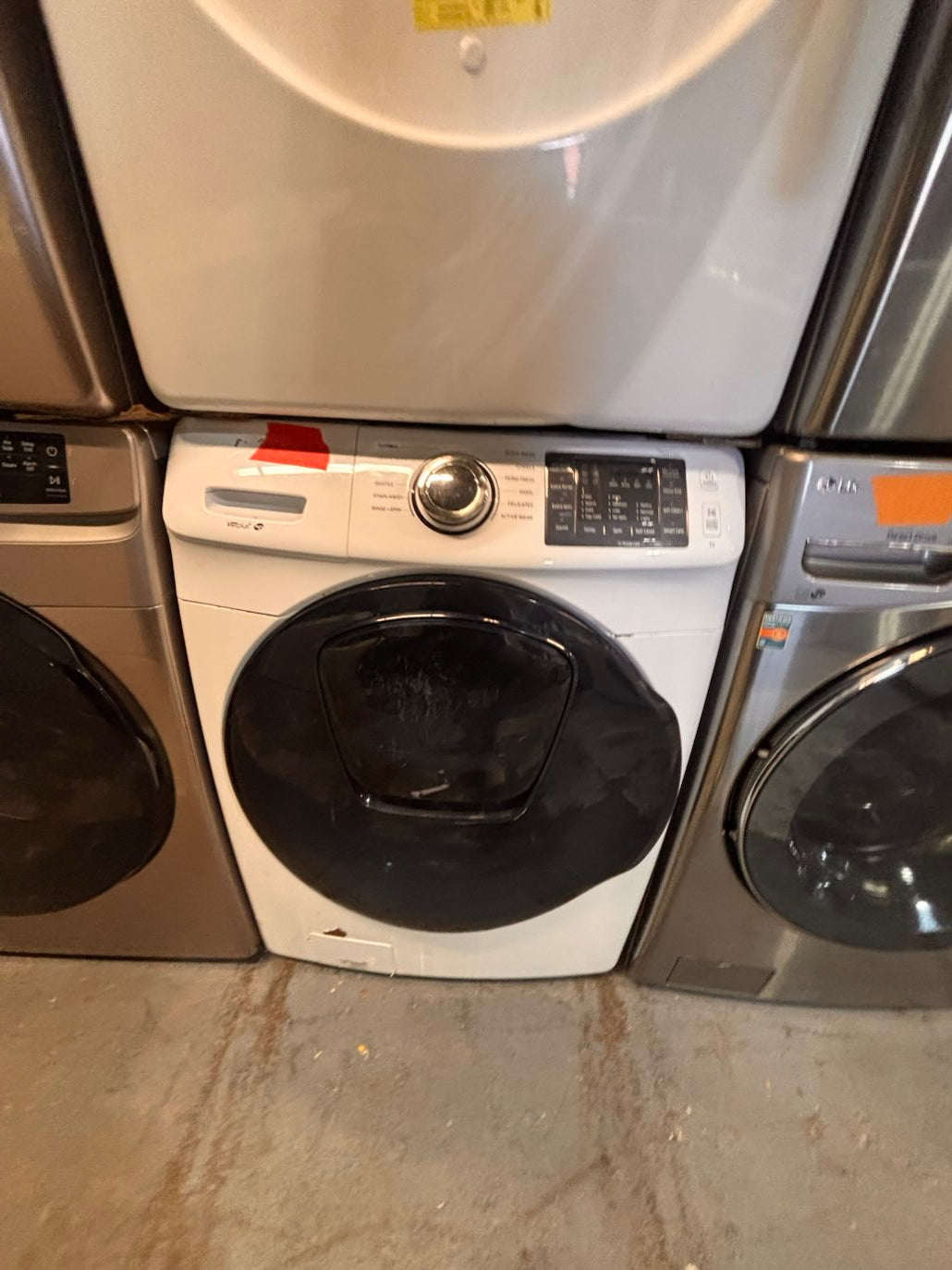}}clearance 🔥🔥Samsung steam washer 4.5 cu ft & dryer 7.5 cu ft set electric steam 220v front load stackable or side by side - sensor dry white color   #WSH11SET