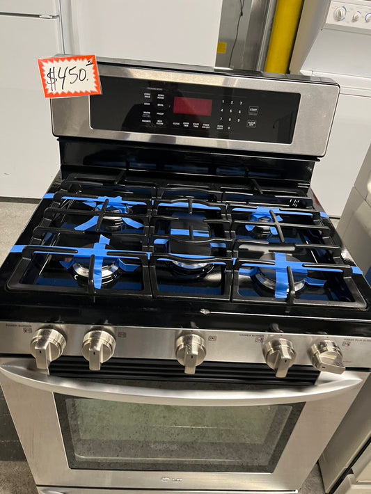 LG gas range stainless steel 5 burner convection bake broil roast Warm Proof self clean 30" #GR111B