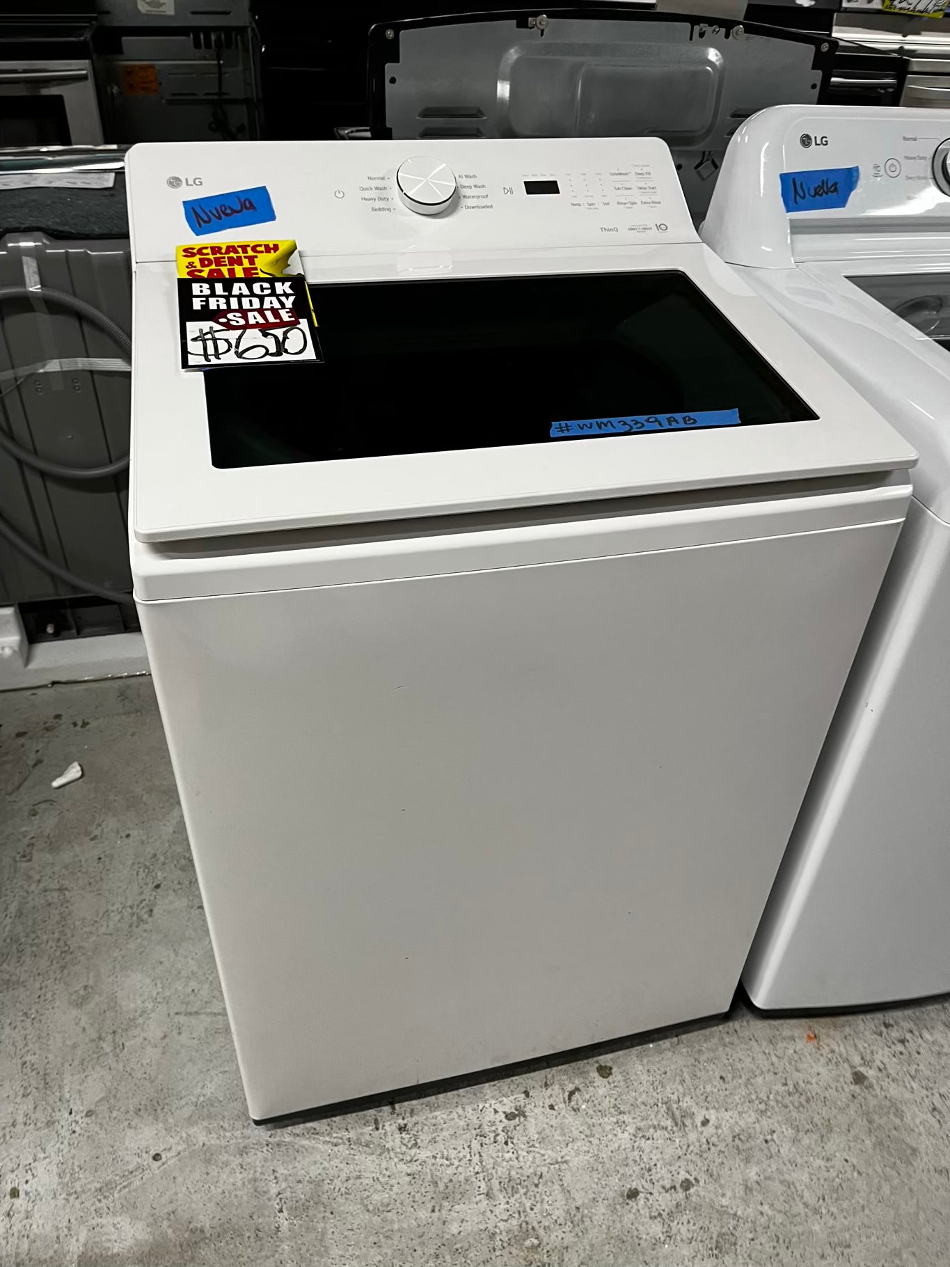 Open Box 📦 scratch & dent - LG High Efficiency 4.8 cu. ft. Mega Capacity Smart Top Load Washer with 4-Way® Agitator, EasyUnload™ & AI Sensing Stock number #WM339AB