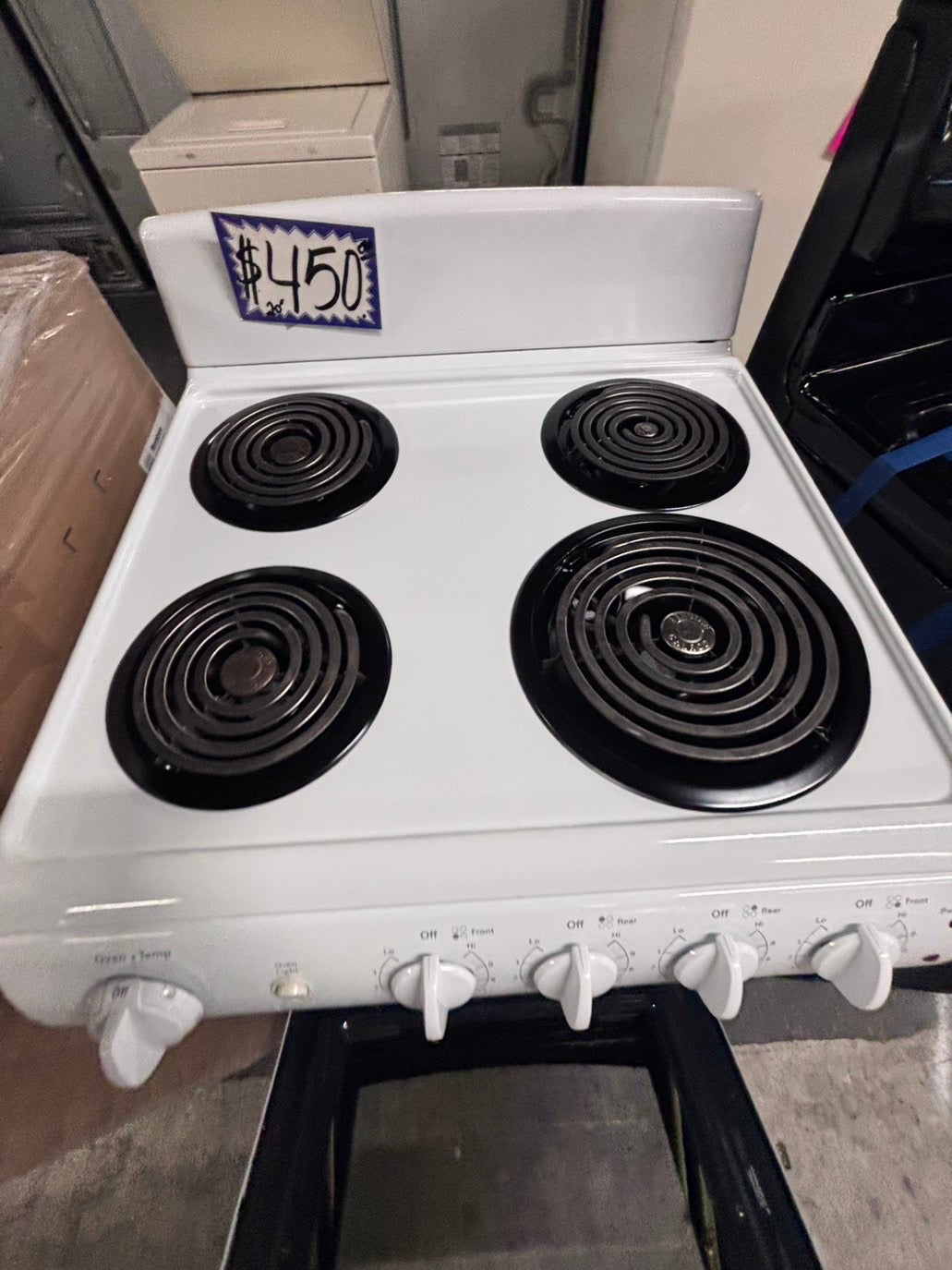 >20” Top coil white electric stove with broil 20” #EF426B