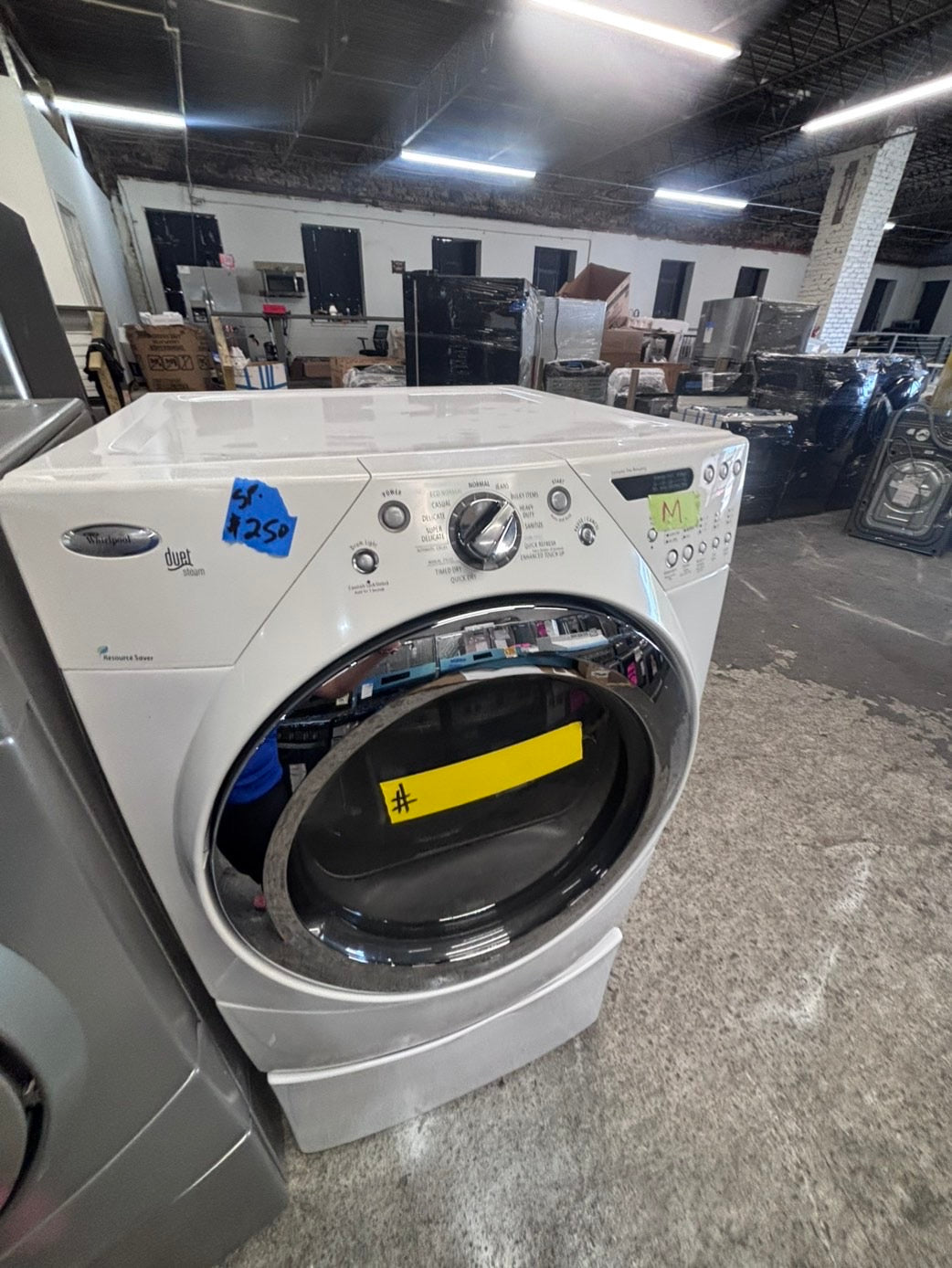 >*july 4th 🇺🇸🔥whirlpool Dryer electric 220v in white front load w/pedestal extra storage  drum large capacity 27" refurbished #EDPL15B