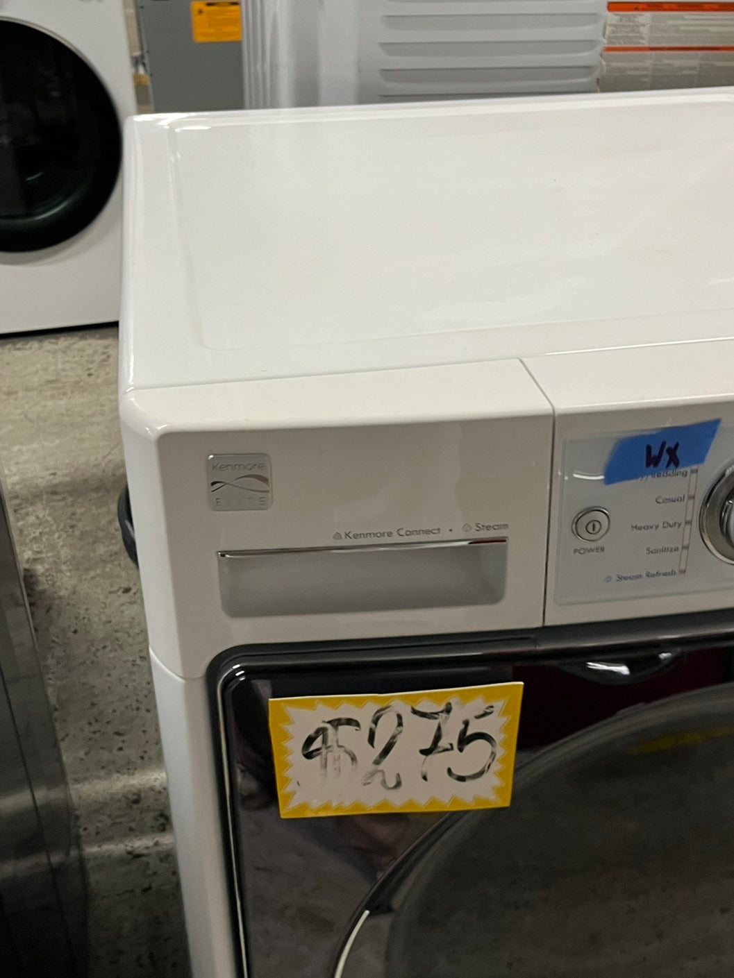 -Kenmore Steam Dryer front load stackable electric 220v dryer in white 27" #EDKN12B