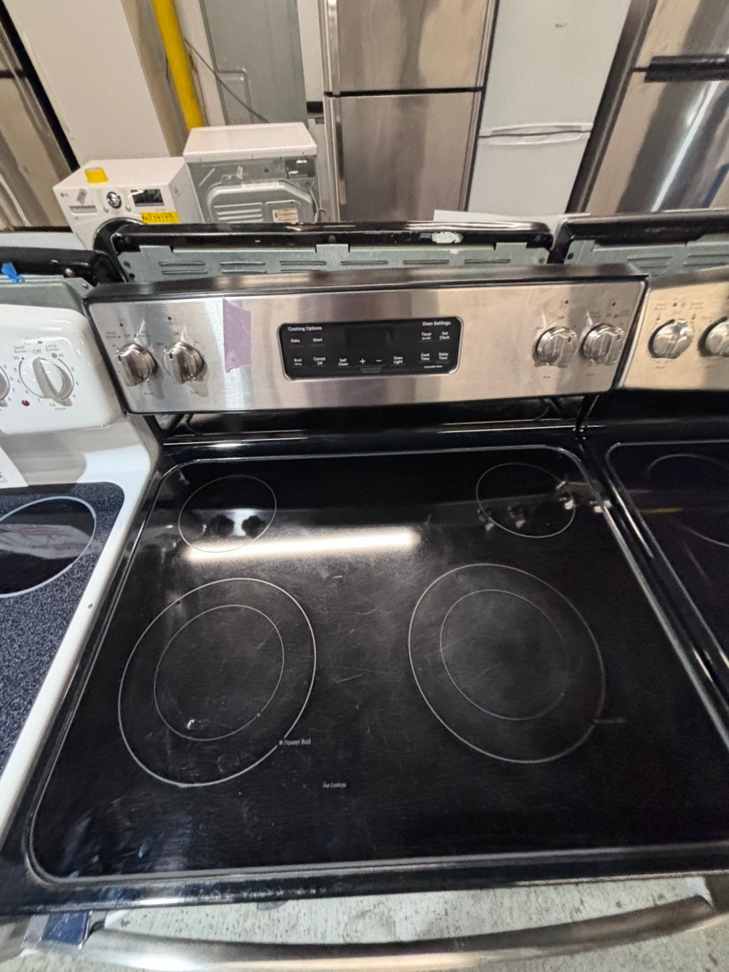 >*GE electric 220v glass top range bake Broil roast self clean stainless steel 30" Refurbished #ESG131B