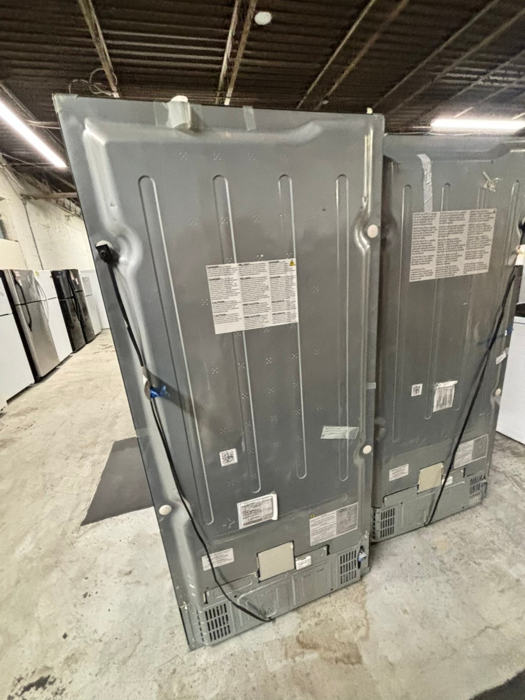 *Combo 2pc. Frigidaire /Fridge with water dispenser & freezer with ice maker inside , 20cu.ft up-right 32 1/5 wide stainless steel counter depth new scratch and dent  /item number #RFF909B