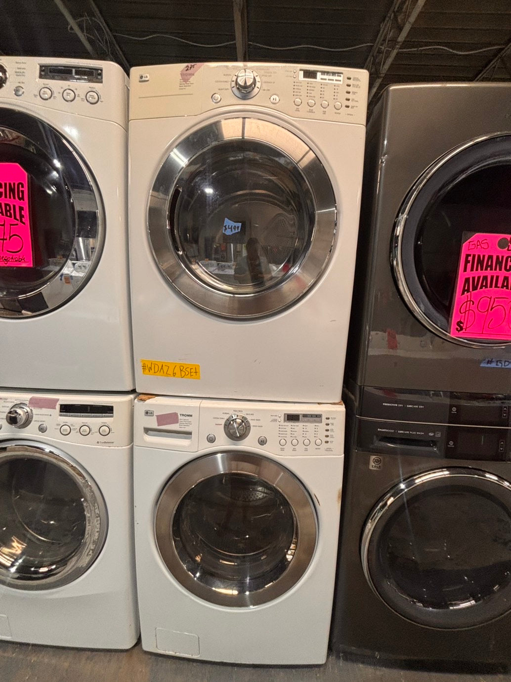 >* special🎉LG washer & dryer set electric 220v front load stackable or side by side - sensor dry in white  #WDAZ6SET