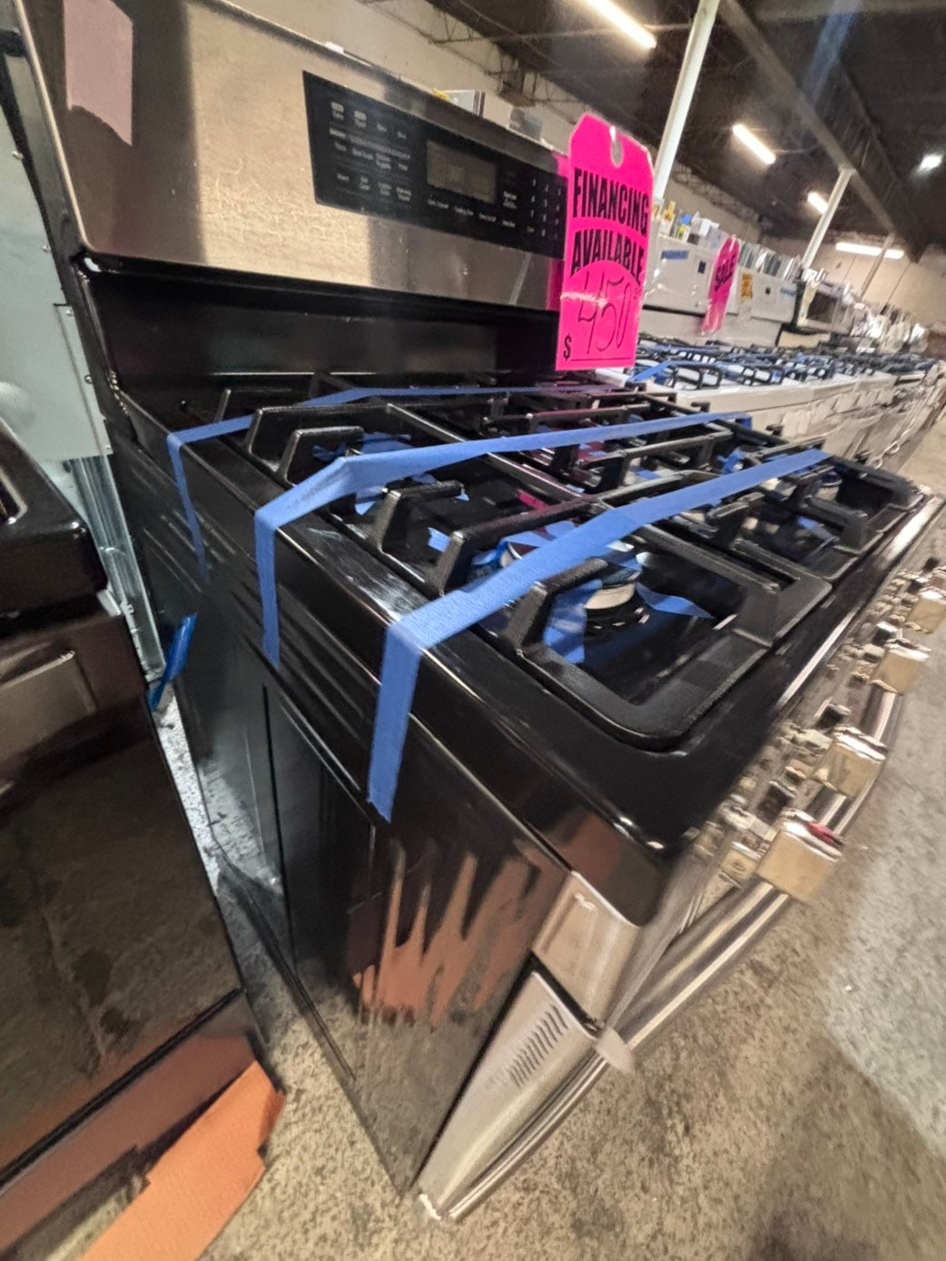 >>samsung Gas range 5 burner convection oven bake ,broil Hi/Lo self clean in stainless steel used-Refurbished 30” #SGX11SB