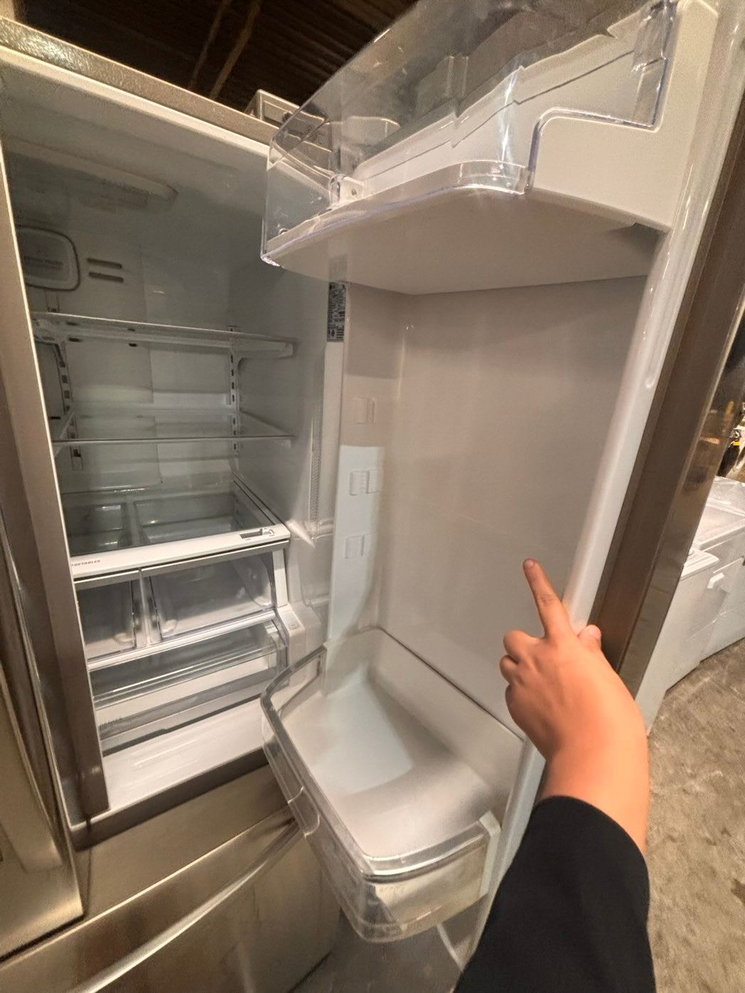 }LG used-Refurbished LG 36”w x69h x 30” depth refrigerator stainless steel w/ice & water dispenser  #FDLS3073B