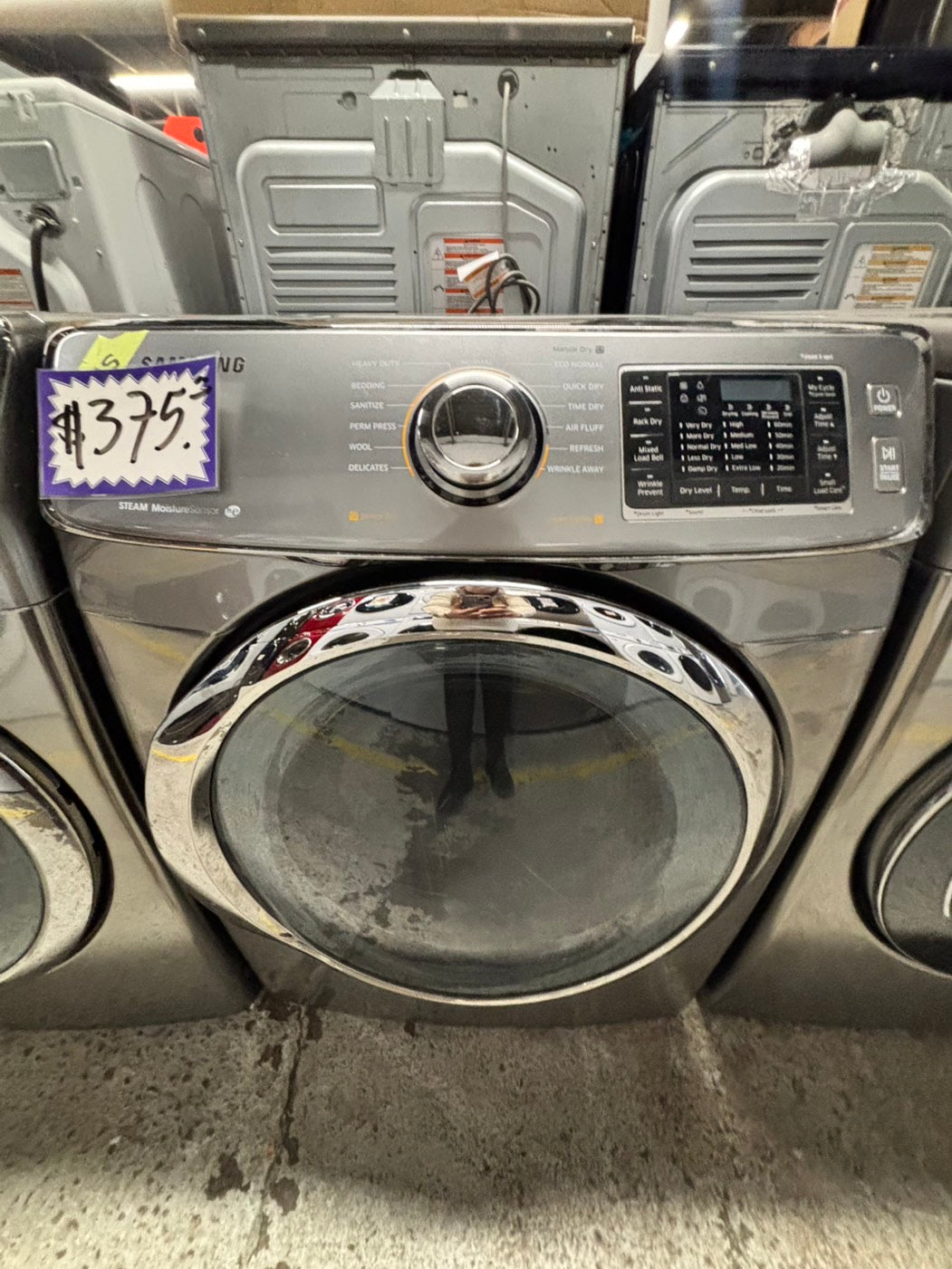 -Samsung steam silver-gray front load stackable Gas dryer stain drum large capacity #DG221B-TR