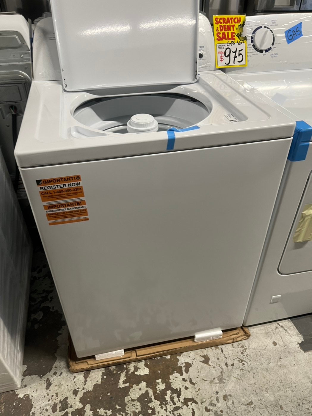 Open box 📦 New S/d Amana Top load washer 3.5 cu.ft and Top load Gas dryer 6.5 cu.ft  set white #AMW35B